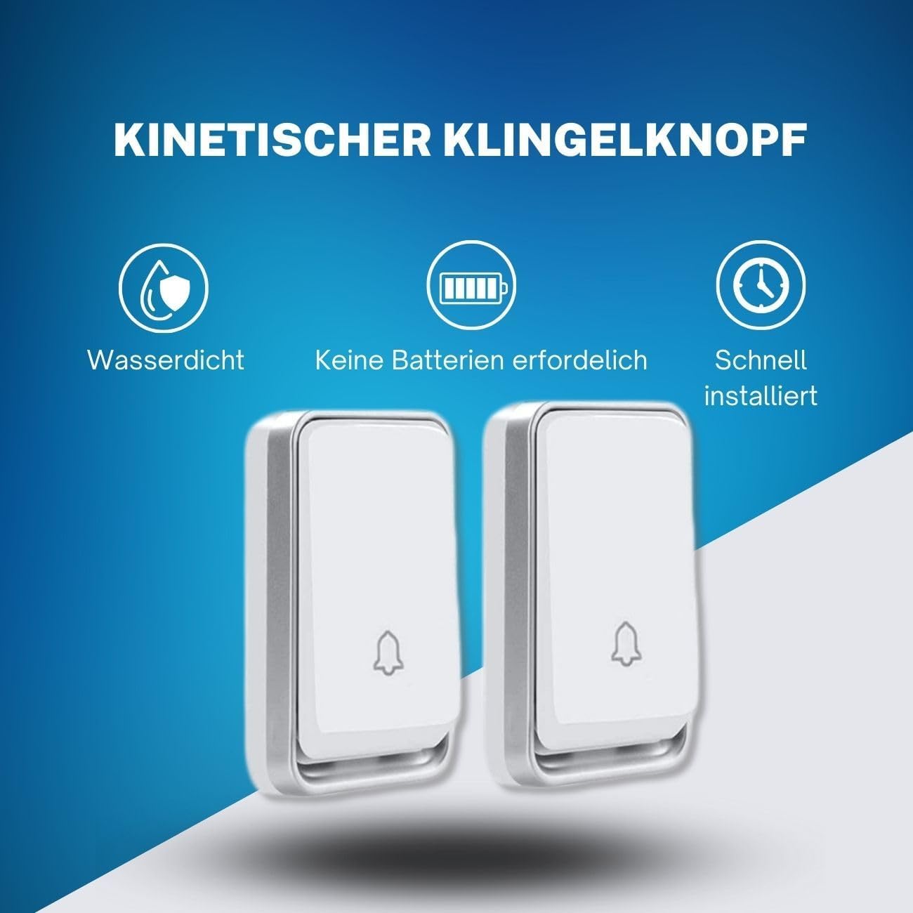 Funk-Türklingel Set mit 4 Empfängern & 2 Sendern, Weiss - 2 Sender