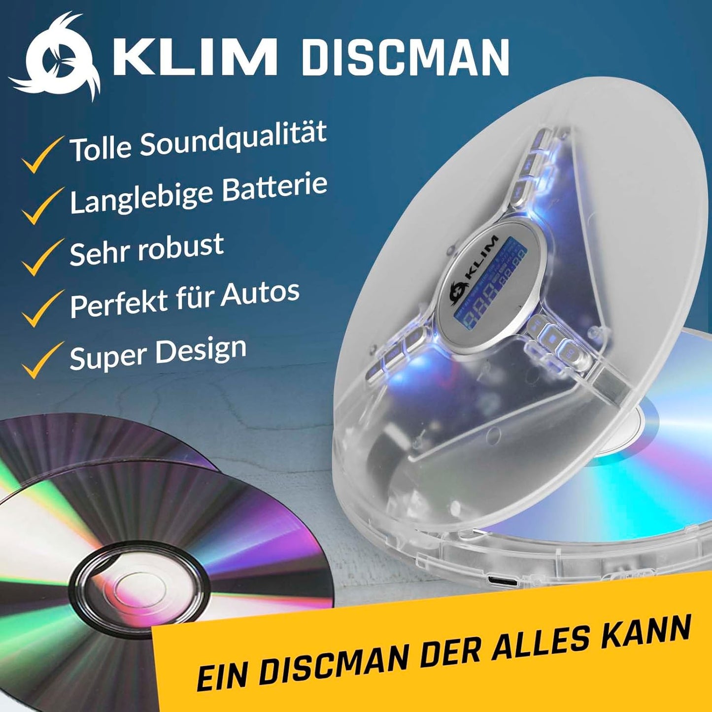 Discman mit Kopfhörer, Transparent