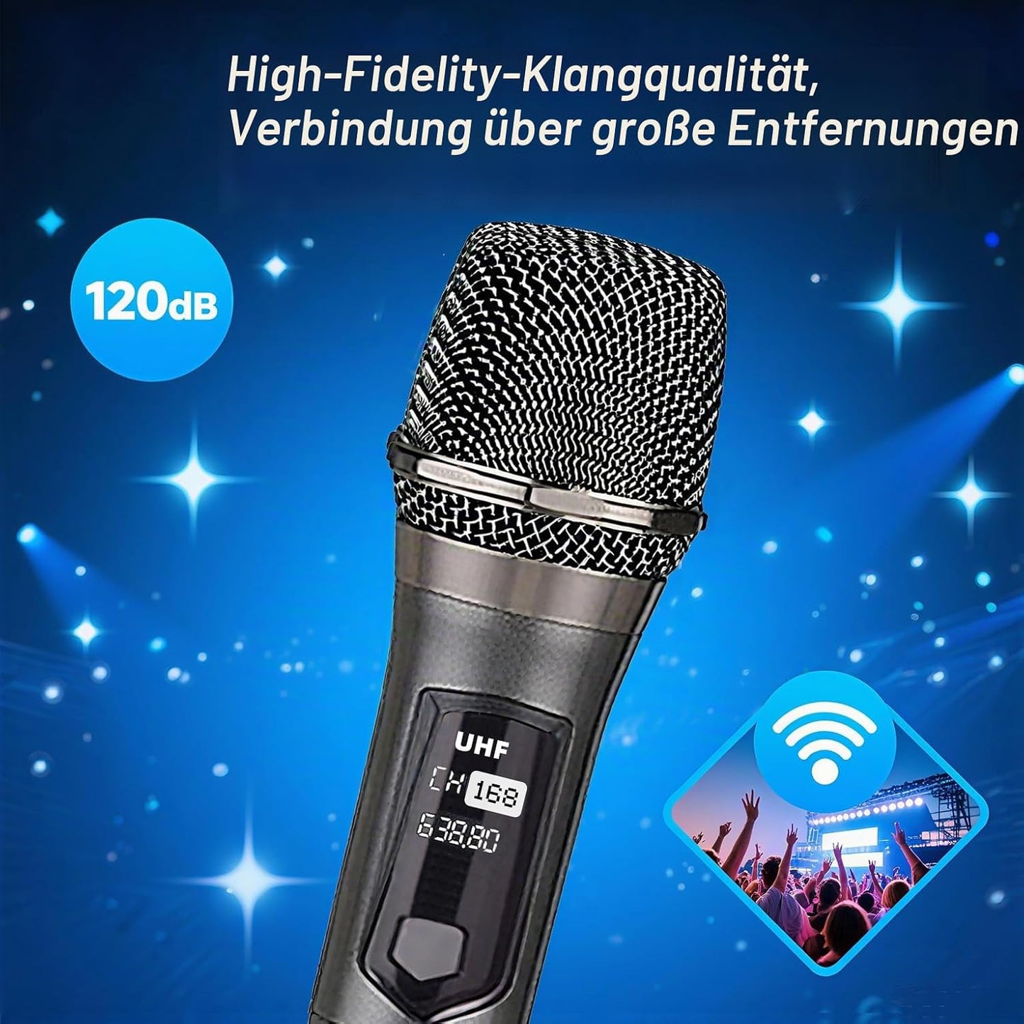 Kabelloses Handmikrofonsystem mit Empfänger, 2.4G 68