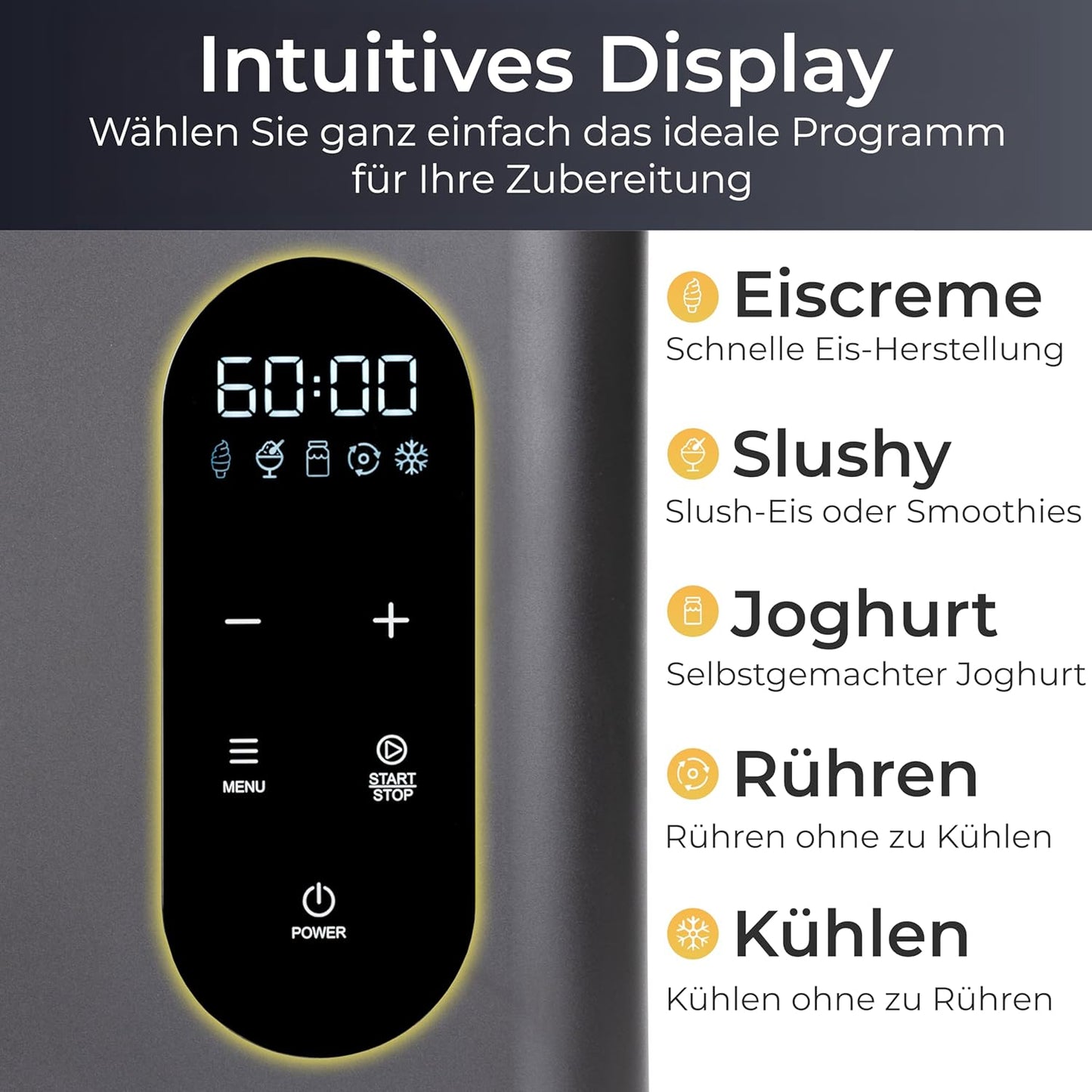 3-in-1 Eismaschine & Joghurtbereiter, 1,5L Pro Schwarz