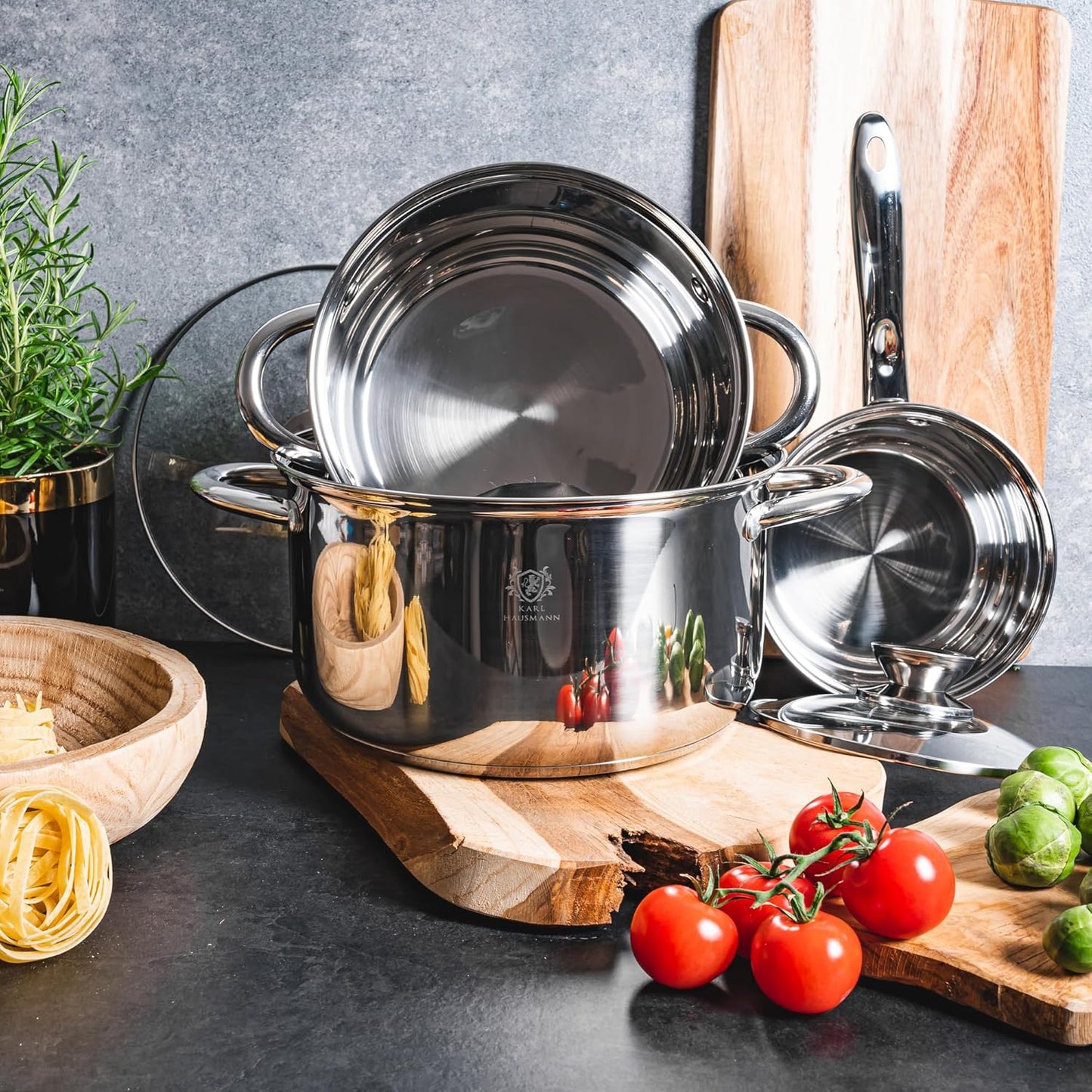 Topfset Induktion Edelstahl (3-teilig) mit Messskala