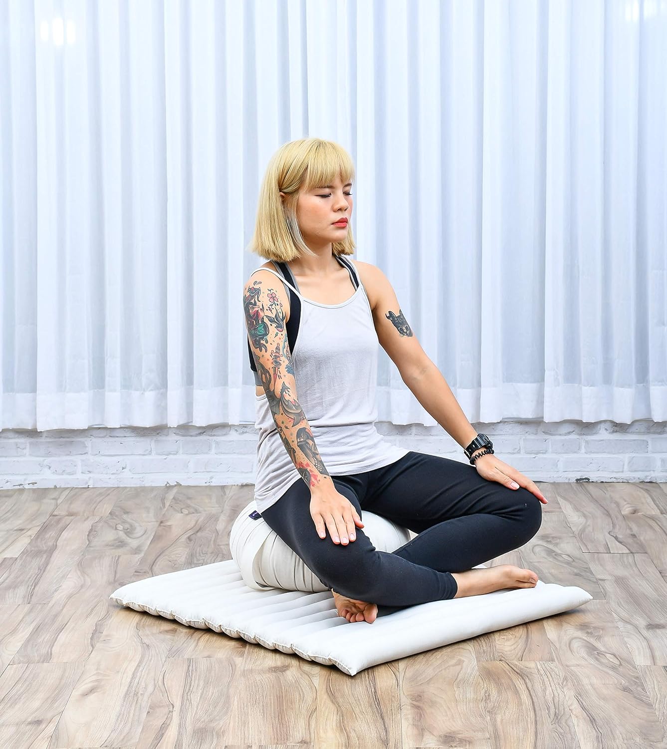 Meditationskissen Set Zafu und Zabuton, Cl01 - Naturweiß