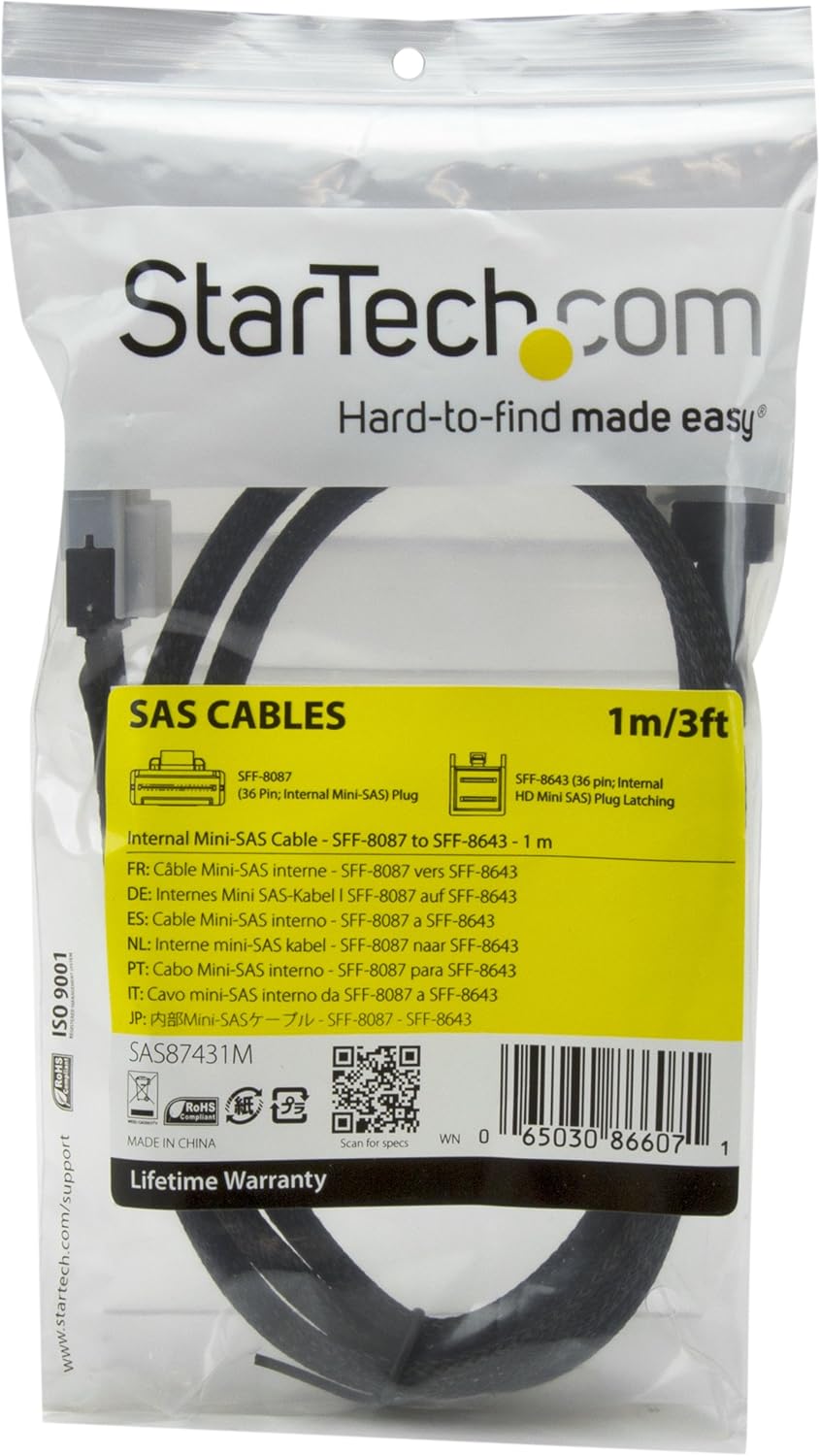 Mini-SAS Kabel SFF-8087 zu SFF-8643, 3 ft/1 m SFF-8087 zu SFF-8643