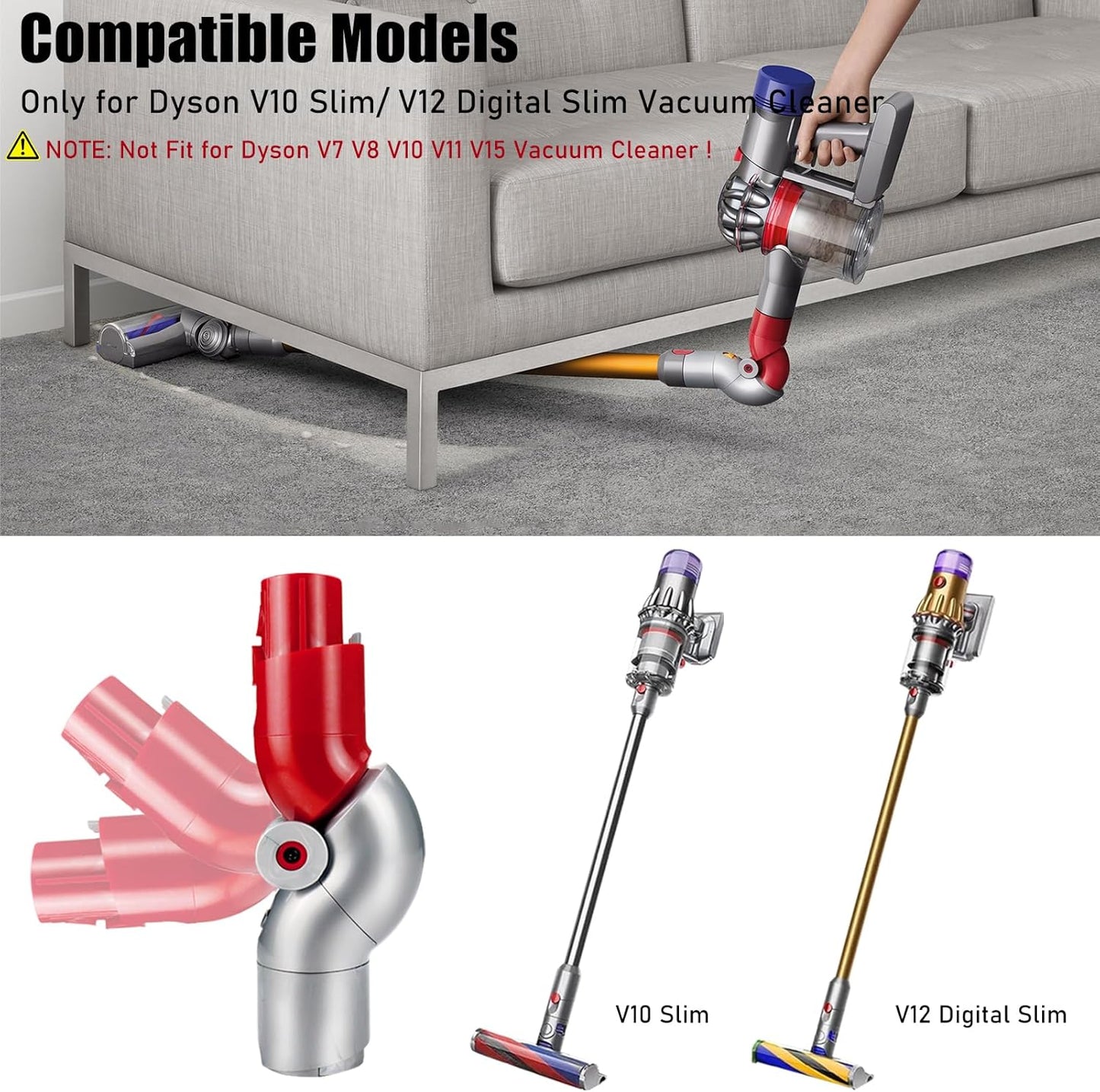 Schnellverschluss Biegeadapter für Dyson V10Slim/V12 Staubsauger, Unterer Adapter Schnellverschluss Biegeadapter