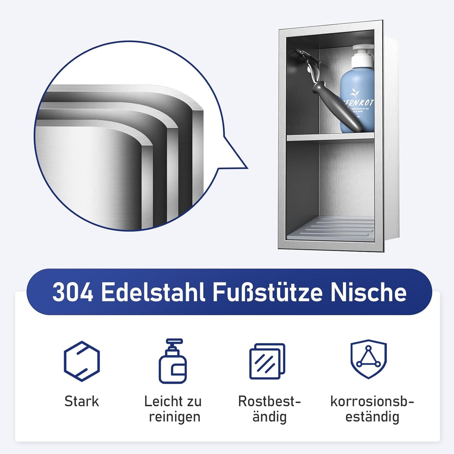 Duschnische mit Regal, 31 cm x12 cm Silber