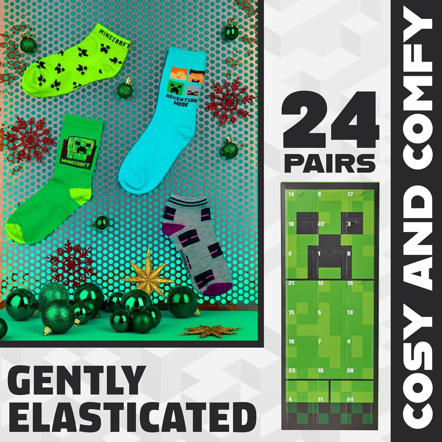 Adventskalender mit Minecraft-Socken