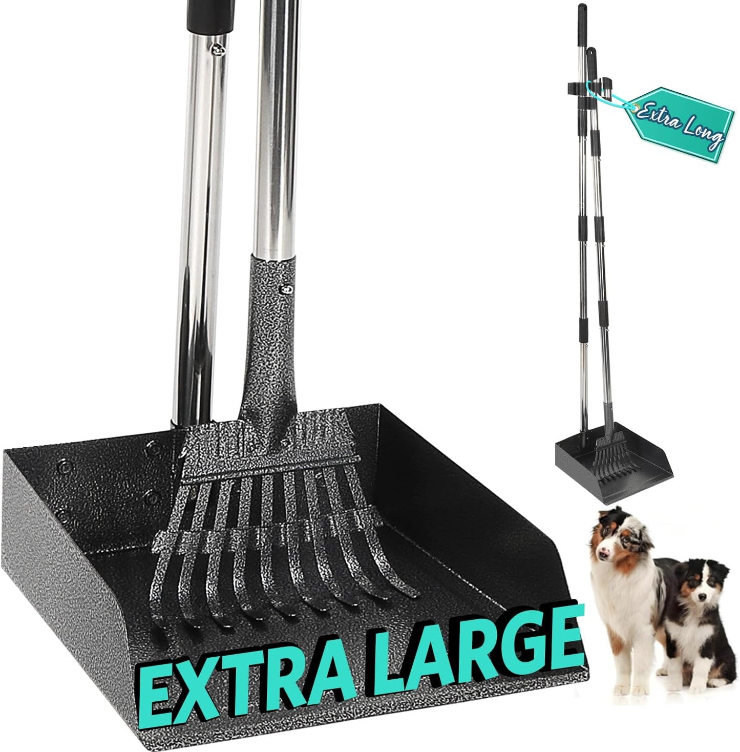 Hundekotschaufel mit verstellbarem Griff, Tablett and Harke