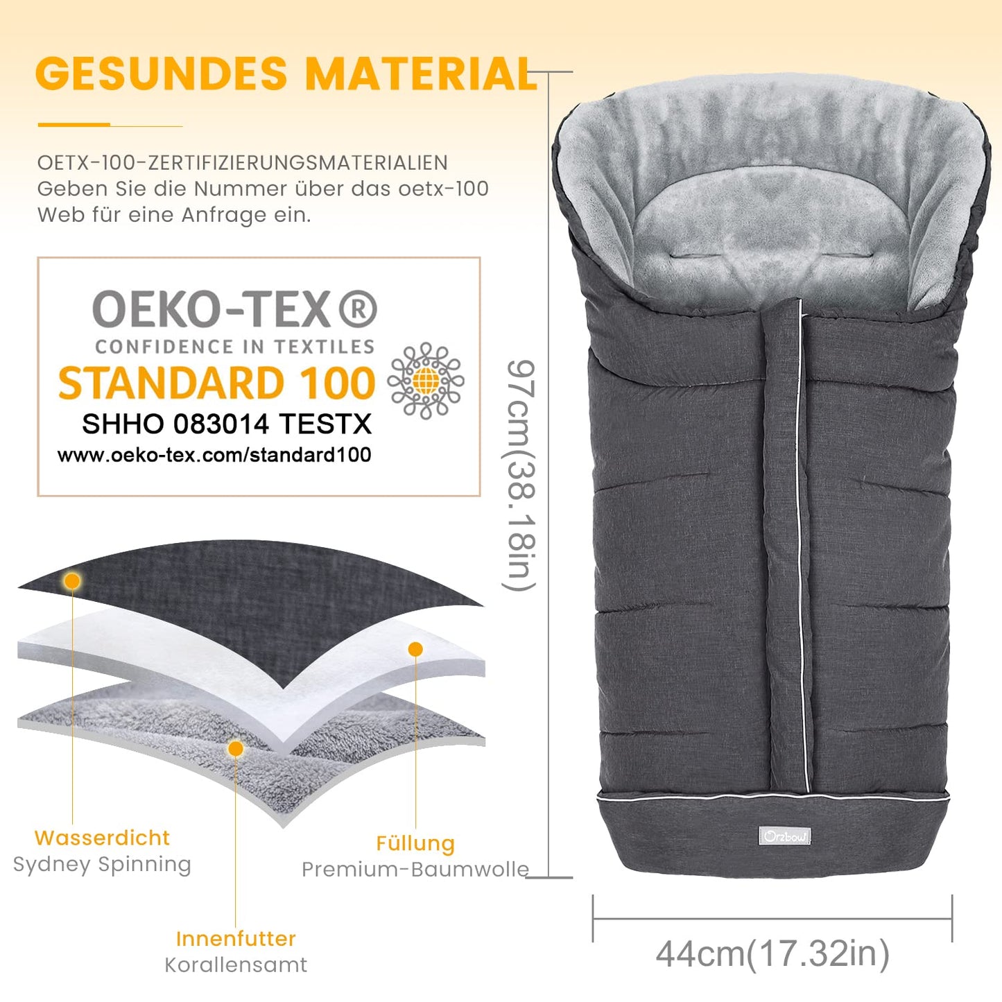 Babyfusssack, Dunkelgrau / Grösse L