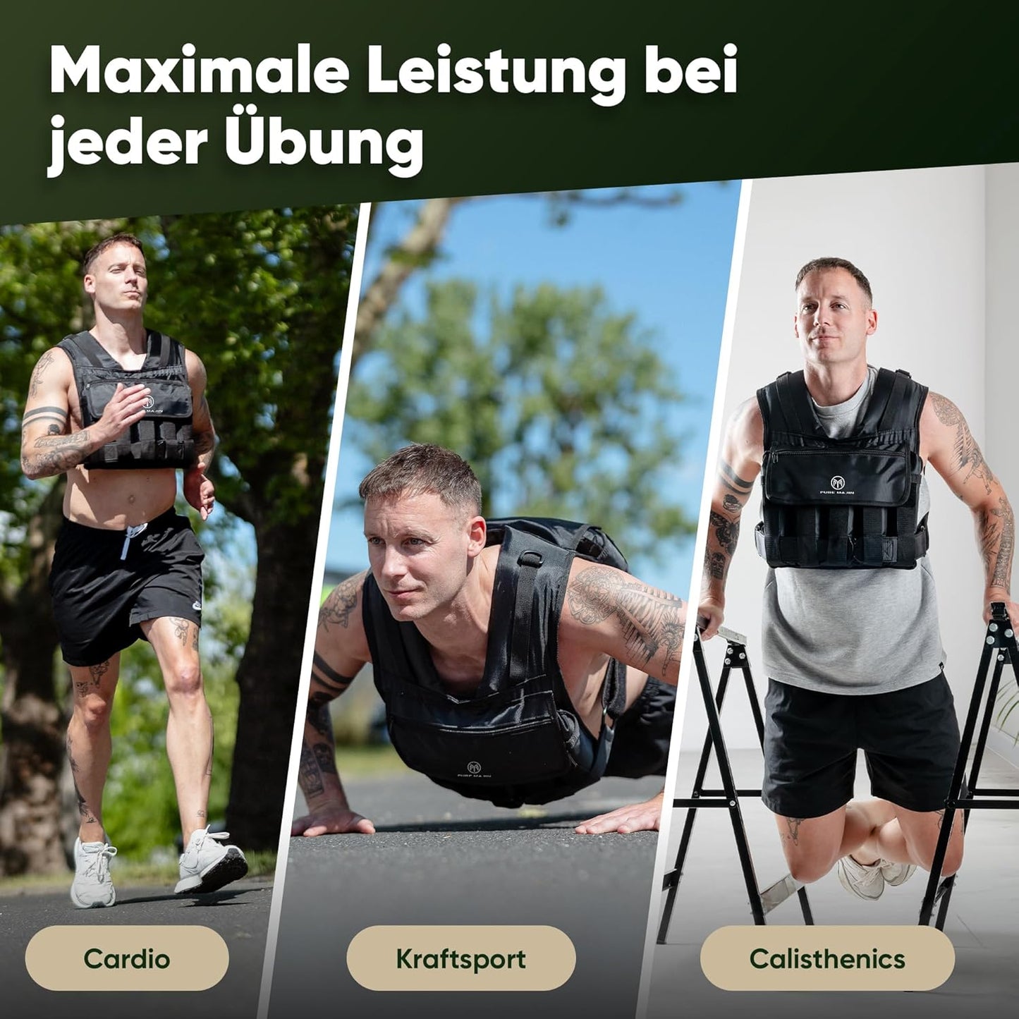 Gewichtsweste verstellbar, Schwarz 20kg