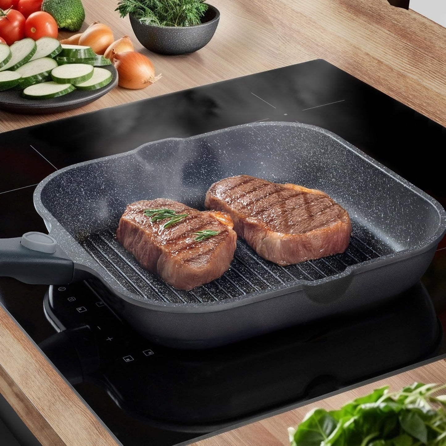 Grillpfanne mit abnehmbarem Griff