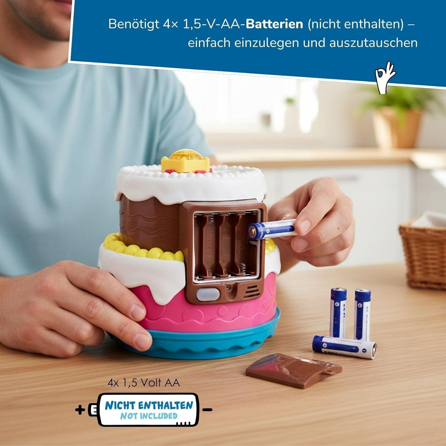 Seifenblasenmaschine mit Nachfüllflasche, Seifenblasenmaschine Torte + Nachfüllkanister