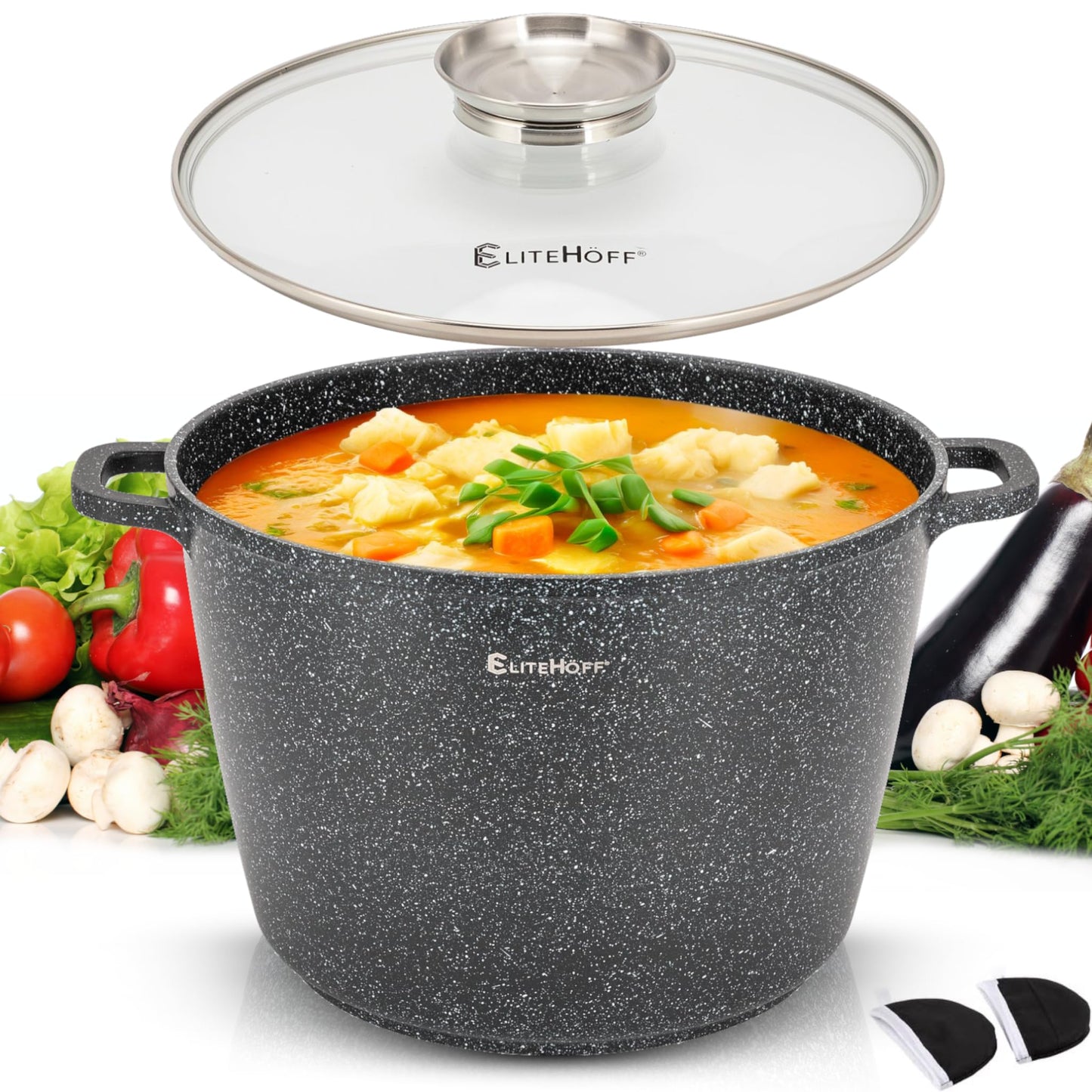 Kochtopf aus Aluminiumguss, Schwarz 10L Ø 28 cm