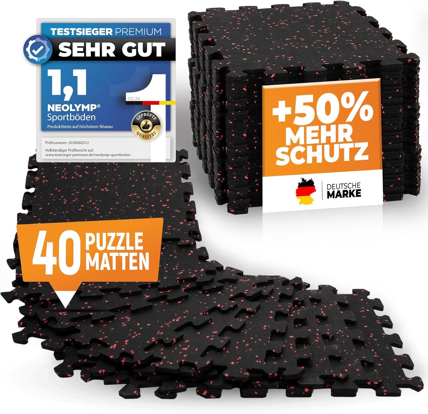 Bodenschutzmatte für Fitnessgeräte, Bodenschutzmatte (40 Matten)