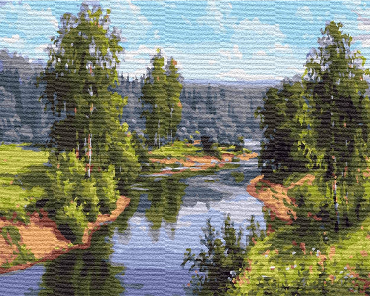 Malen nach Zahlen Set Sommerlandschaft, Sommerlandschaft Mit Rahmen