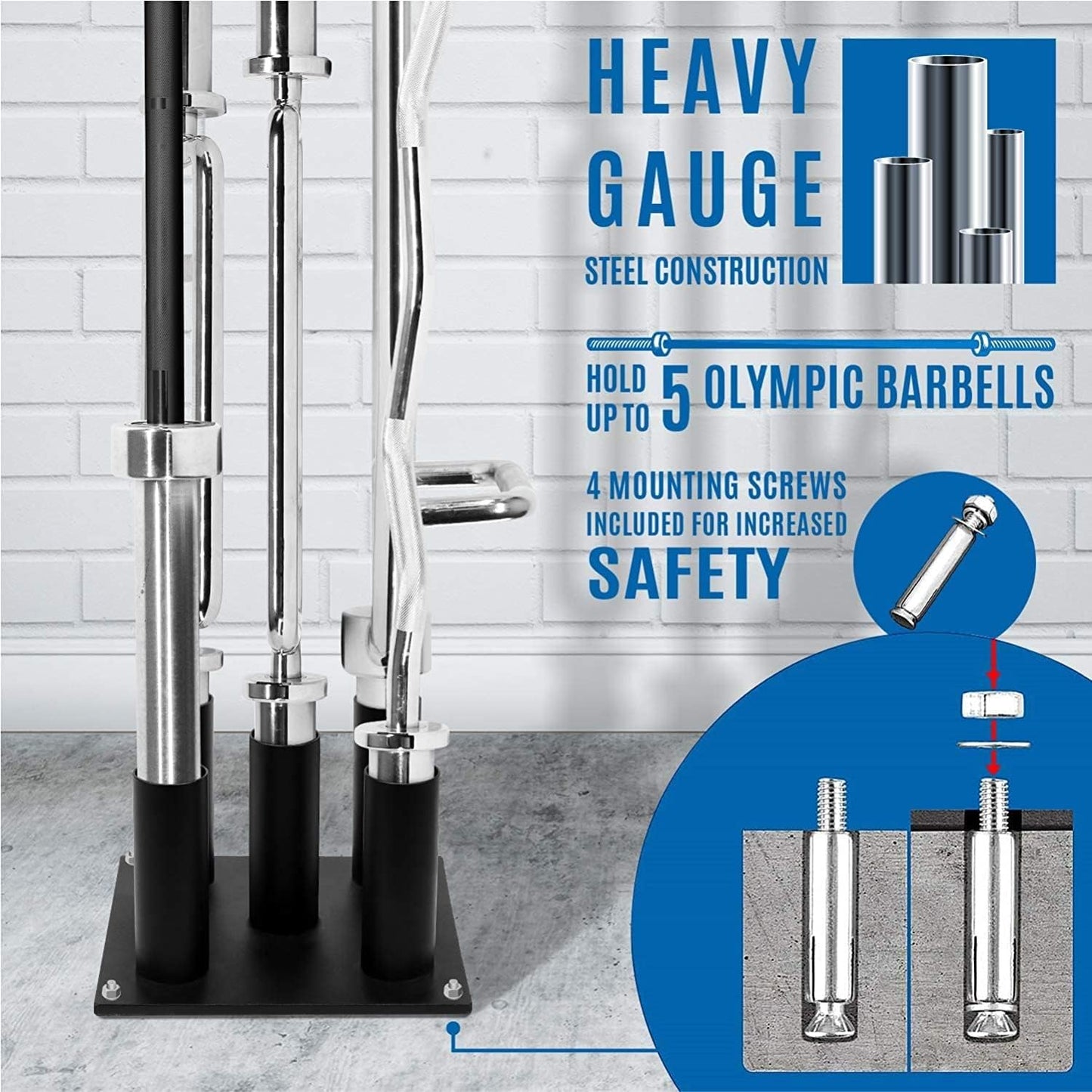 Vertikaler Langhantelständer für 50mm Langhanteln, 5 Bars