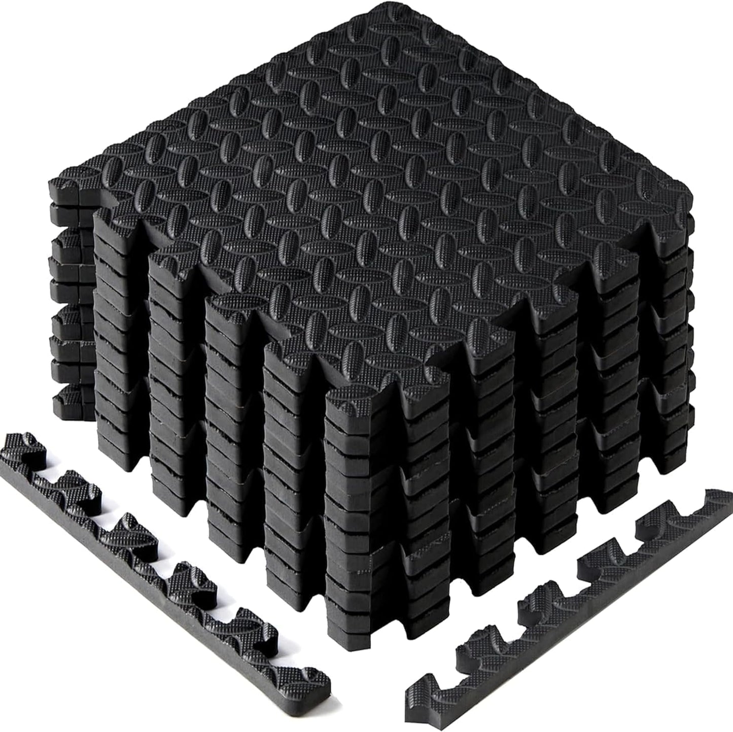 12-teiliges Schutzmatten-Set, A. 1.1 M² (12 Matten) - Schwarz