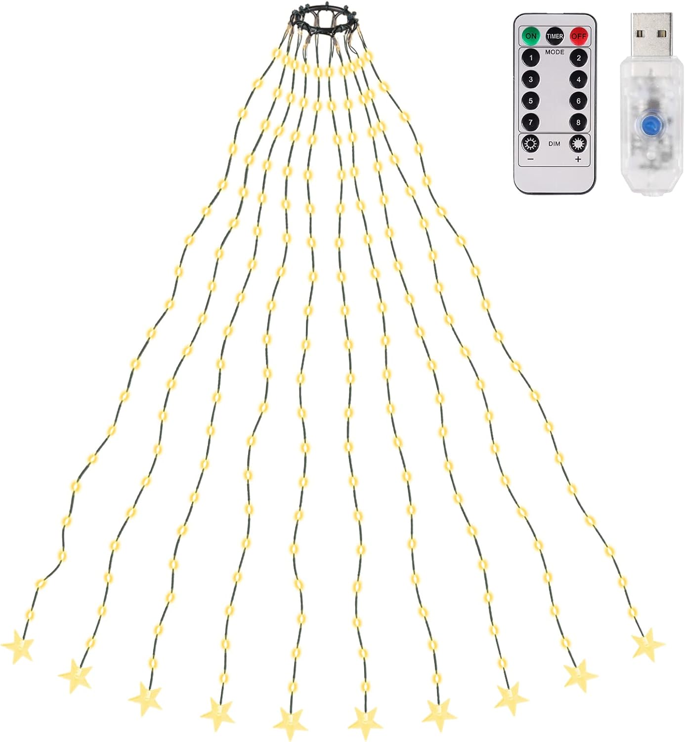 Weihnachtsbaum-Lichterkette mit Ring, 200 LEDs