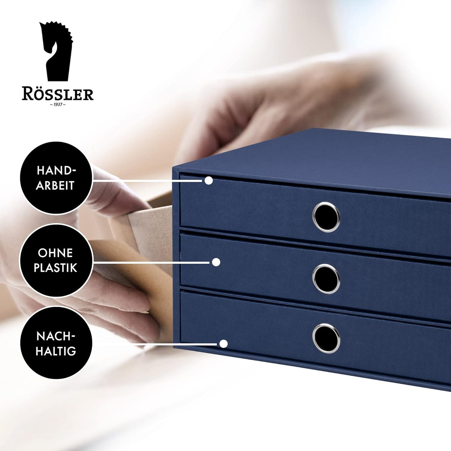 Soho Schubladenbox mit 3 Schubladen, Blau | Navy
