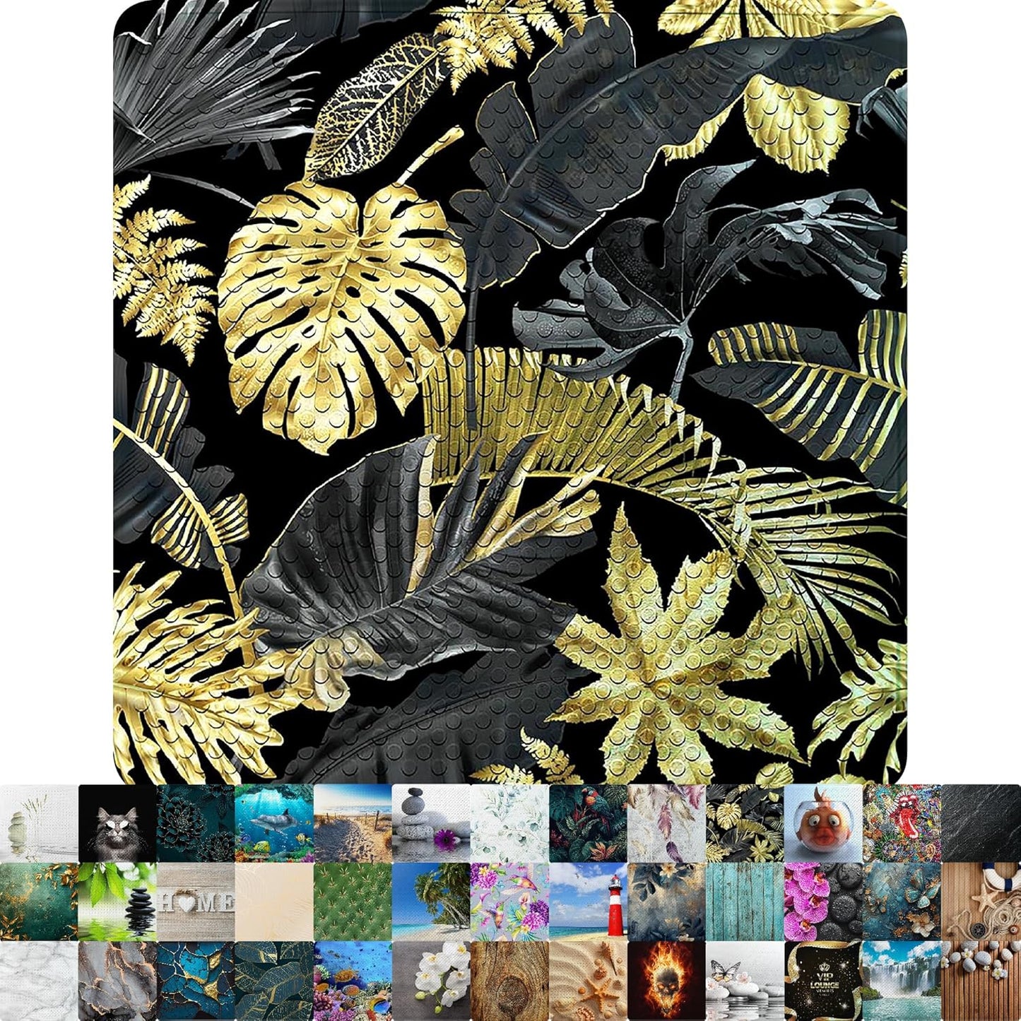 Antirutsch-Badematte, maschinenwaschbar, Golden Leaves-Motiv, Golden Leaves