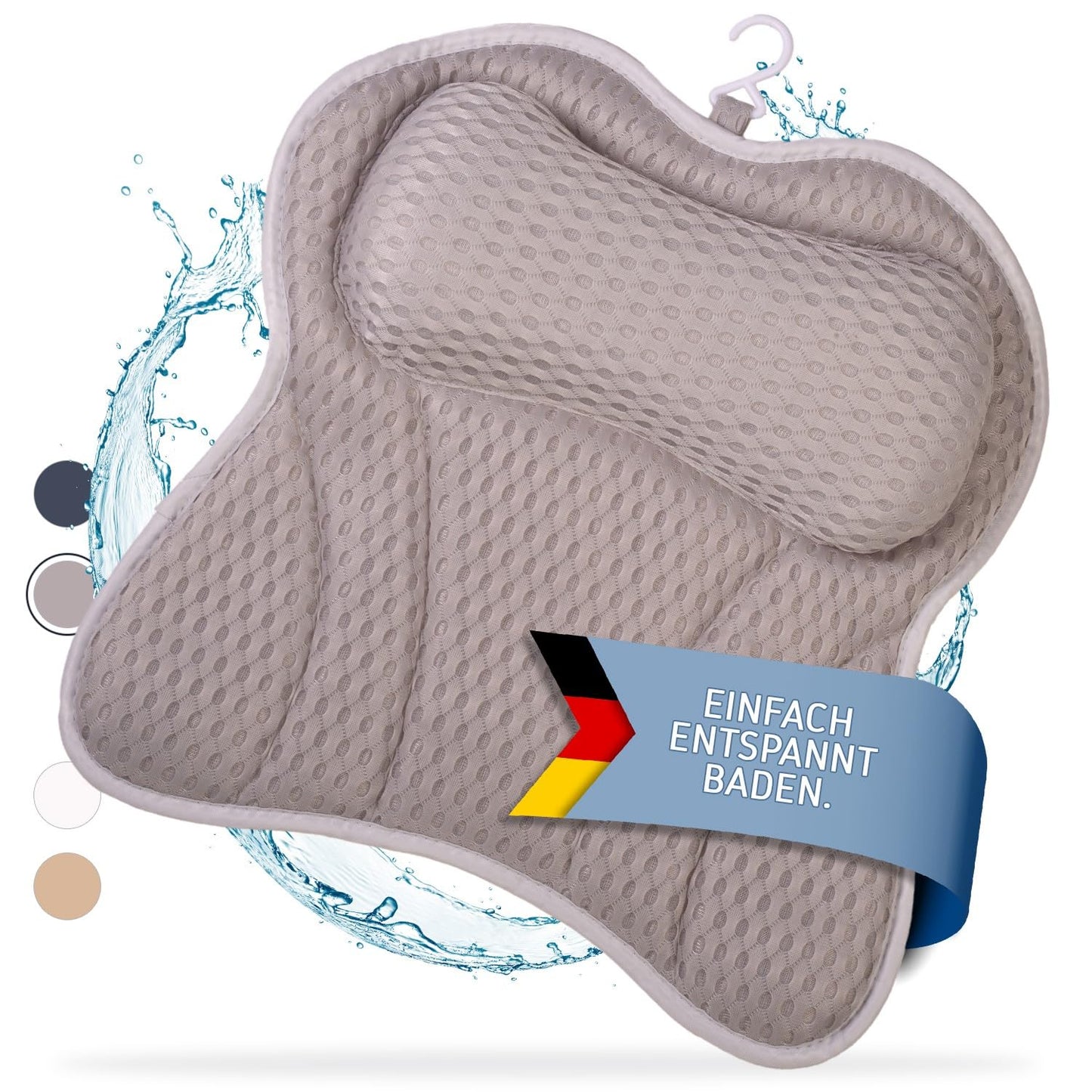 Ergonomisches Badewannenkissen mit Nackenstütze, Gray