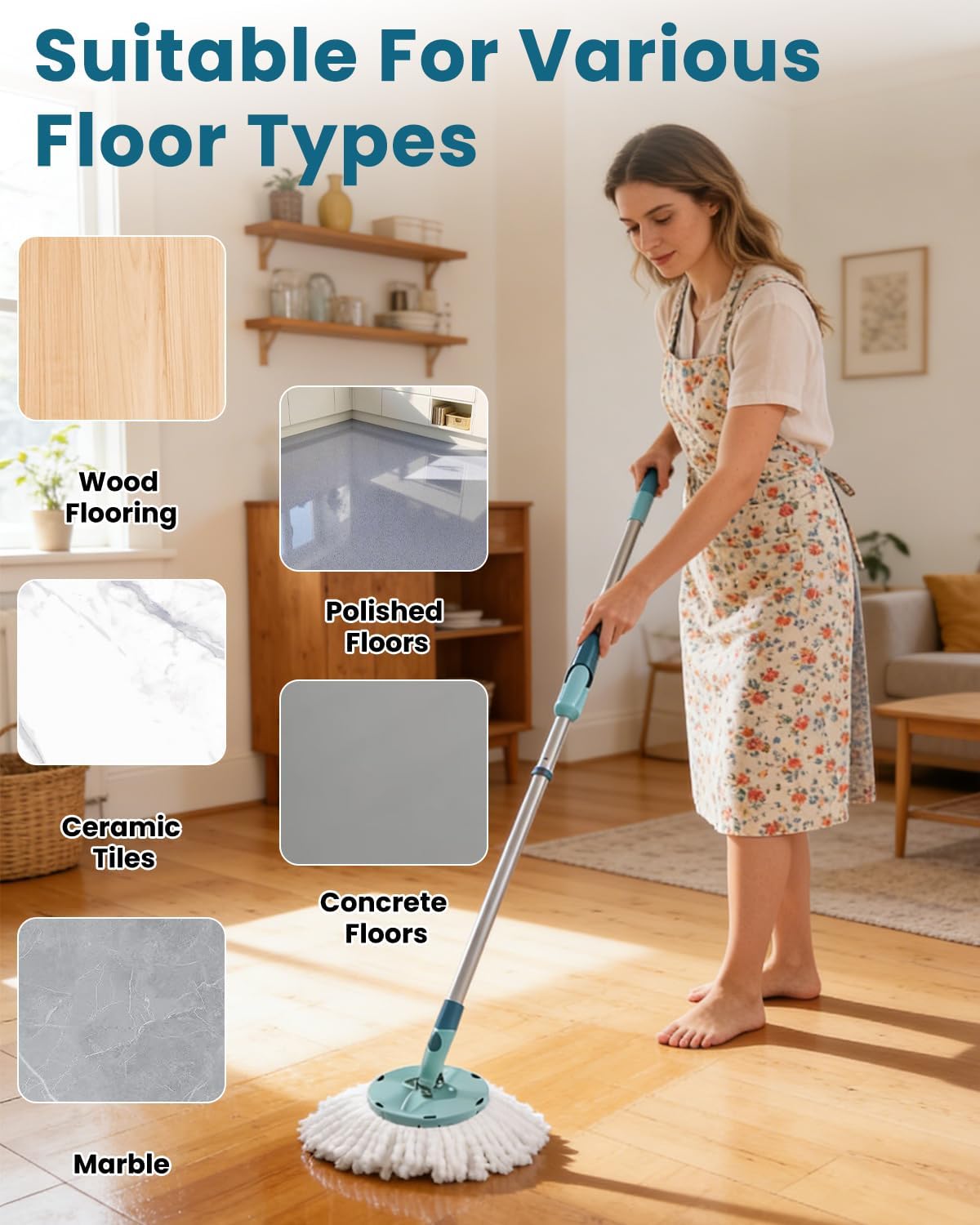 6 Stück Ersatzkopf für Clean Twist Disc Mop