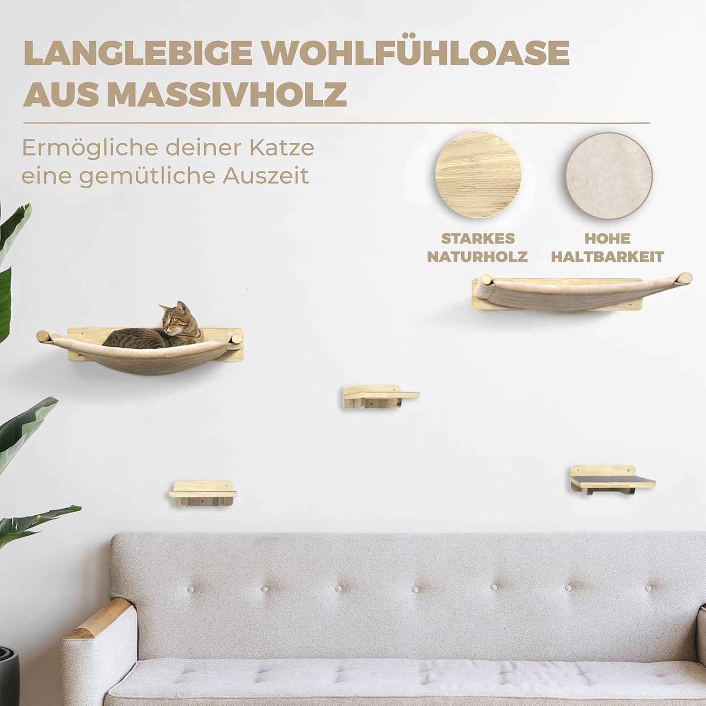 5-teilige Katzen-Kletterwand, Komplettset (5-teilig)