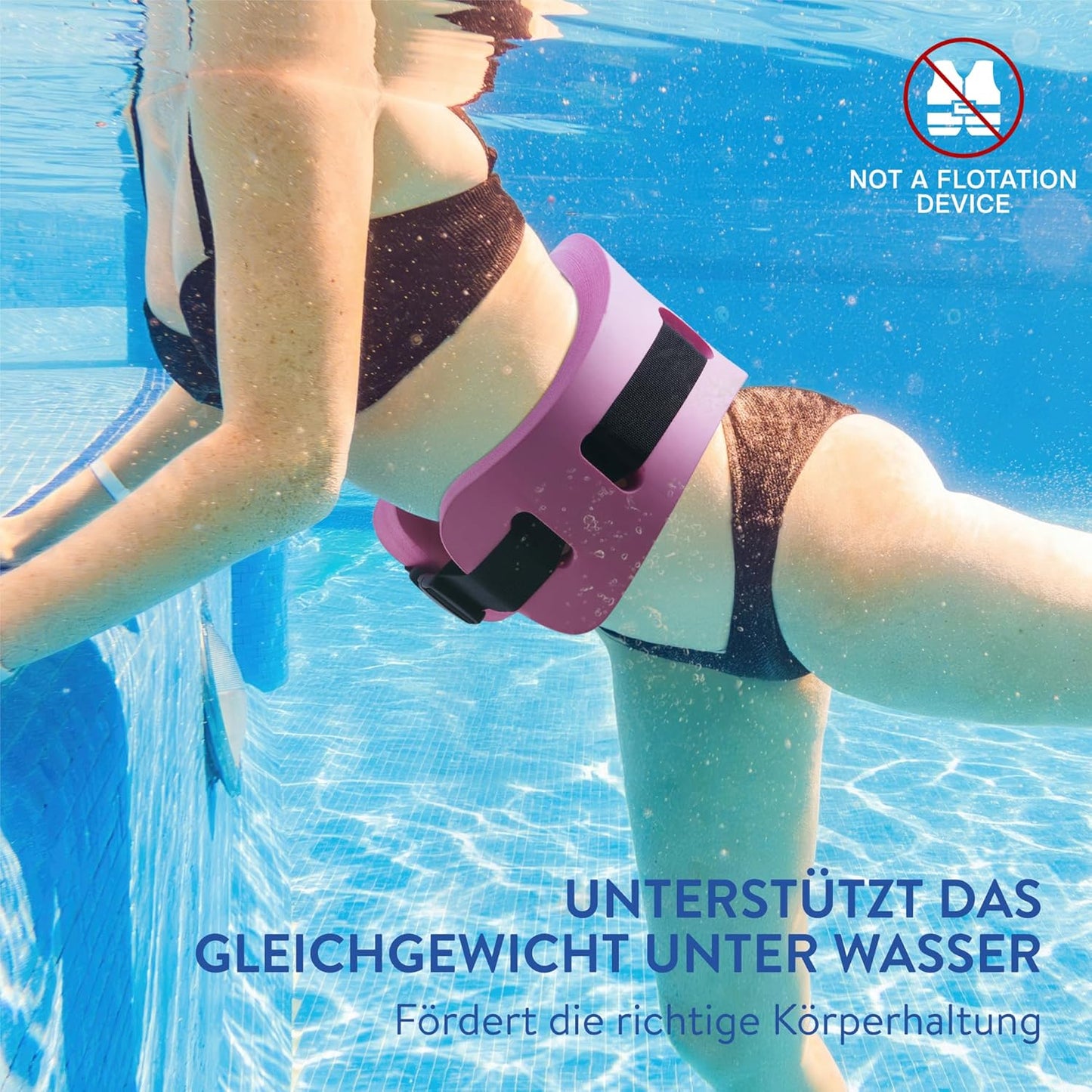Schwimmgürtel für Wasser-Fitness bis 100 kg, Pink