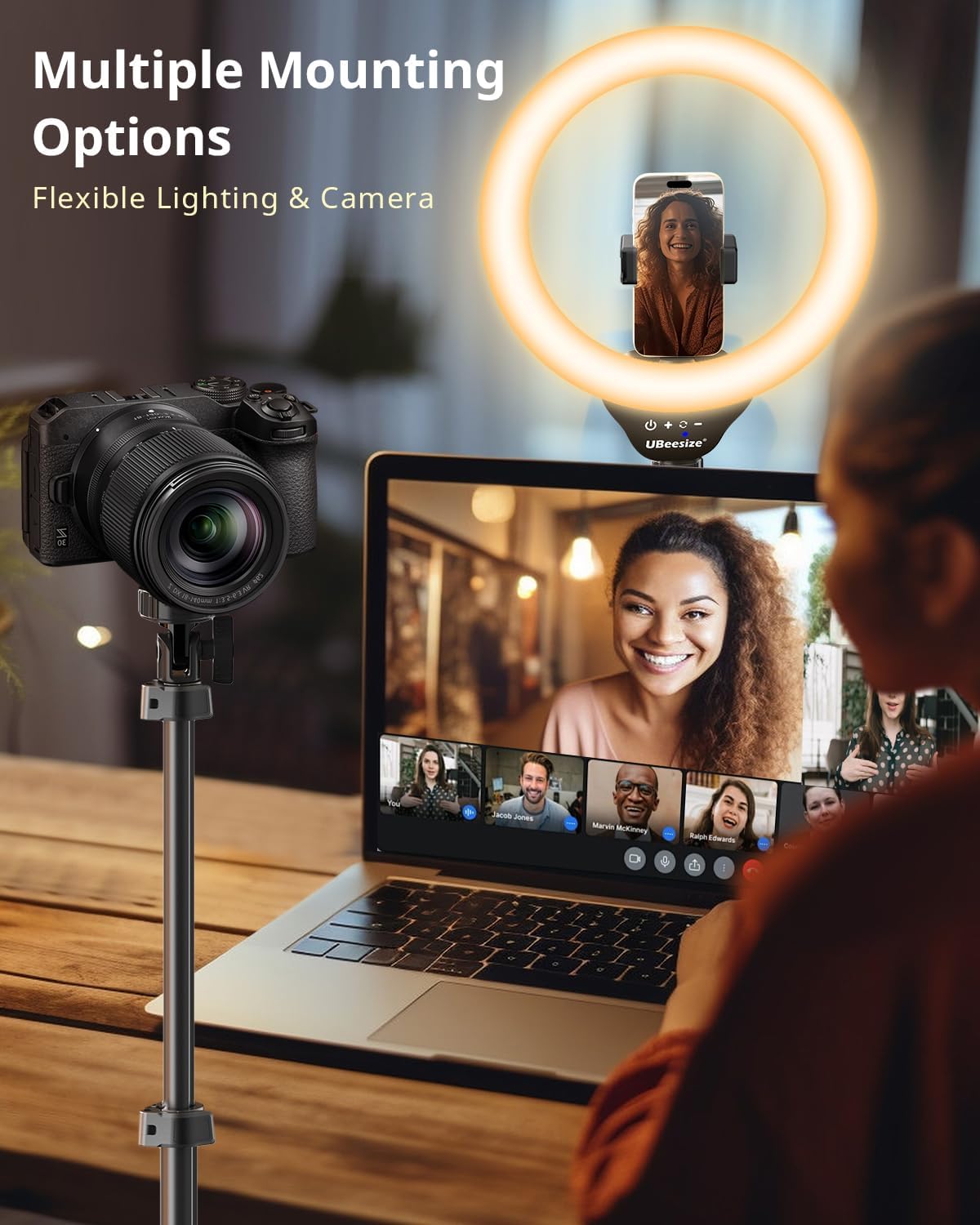 Ringlicht mit Stativ für Video & Streaming, Touch-Steuerung Weiß, Warm, Tageslicht