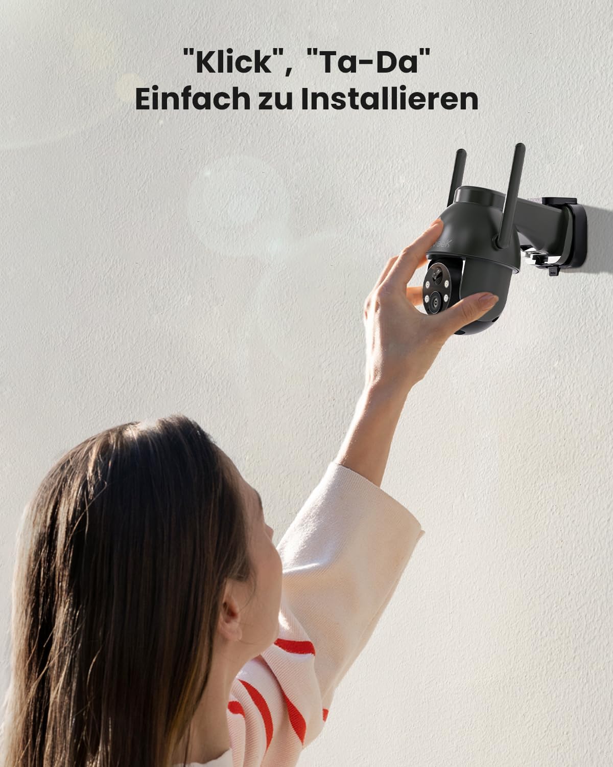 2K 3MP HD Solar-Überwachungskamera, 360° PTZ, 2 Stück, Schwarze 2