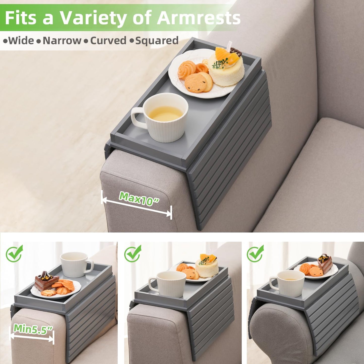 Sofa Armlehnen-Tisch, Grau