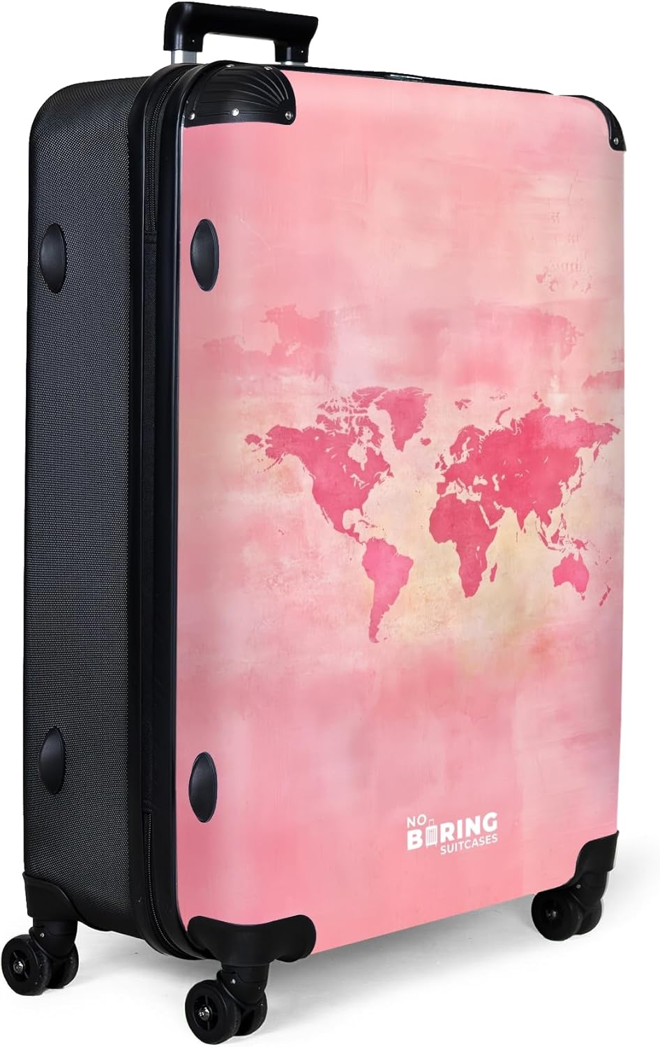 Reisekoffer XL Hartschale mit Rollen (77 cm), Weltkarte - Pink Grösse XL