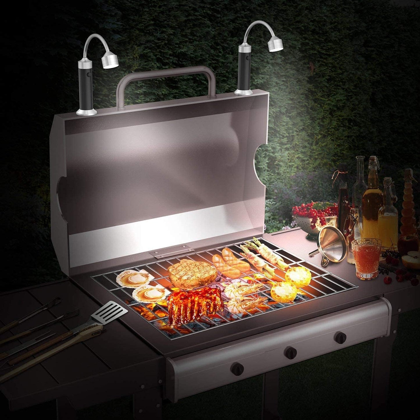 2-teiliges flexibles Grilllicht-Set, magnetisch