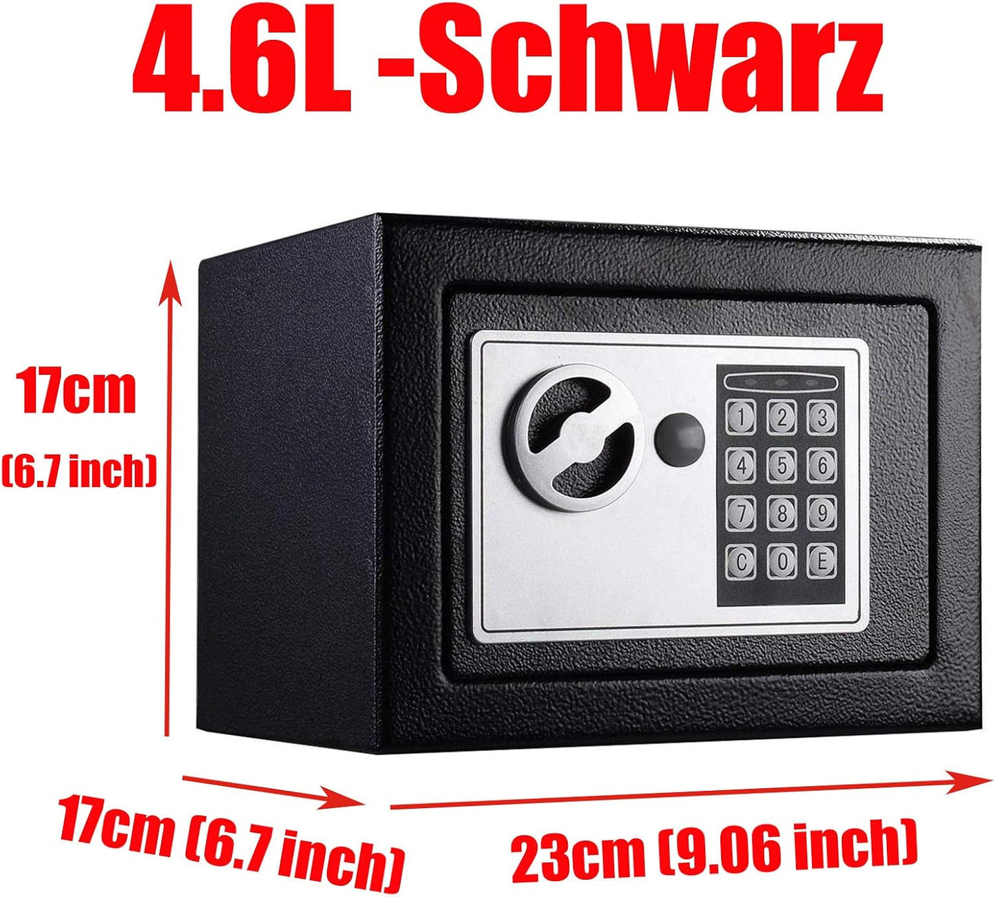 Elektronischer Wandtresor mit Zahlenschloss, 4.6L -Schwarz