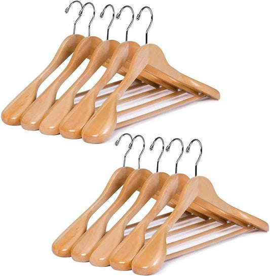 10er Set Kleiderbügel, Natur