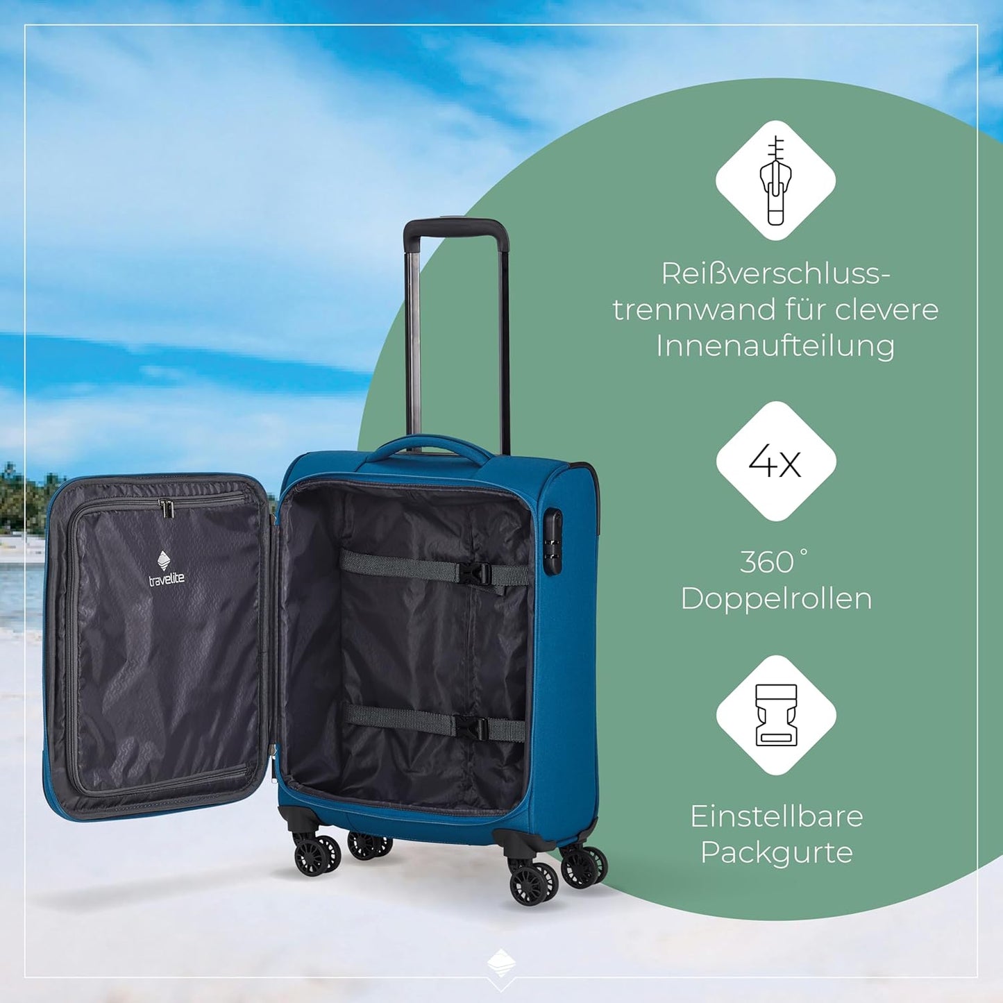 Trolley + Koffer Chios 4w Trolley S, Trolley Handgepäck (55 cm) Petrol