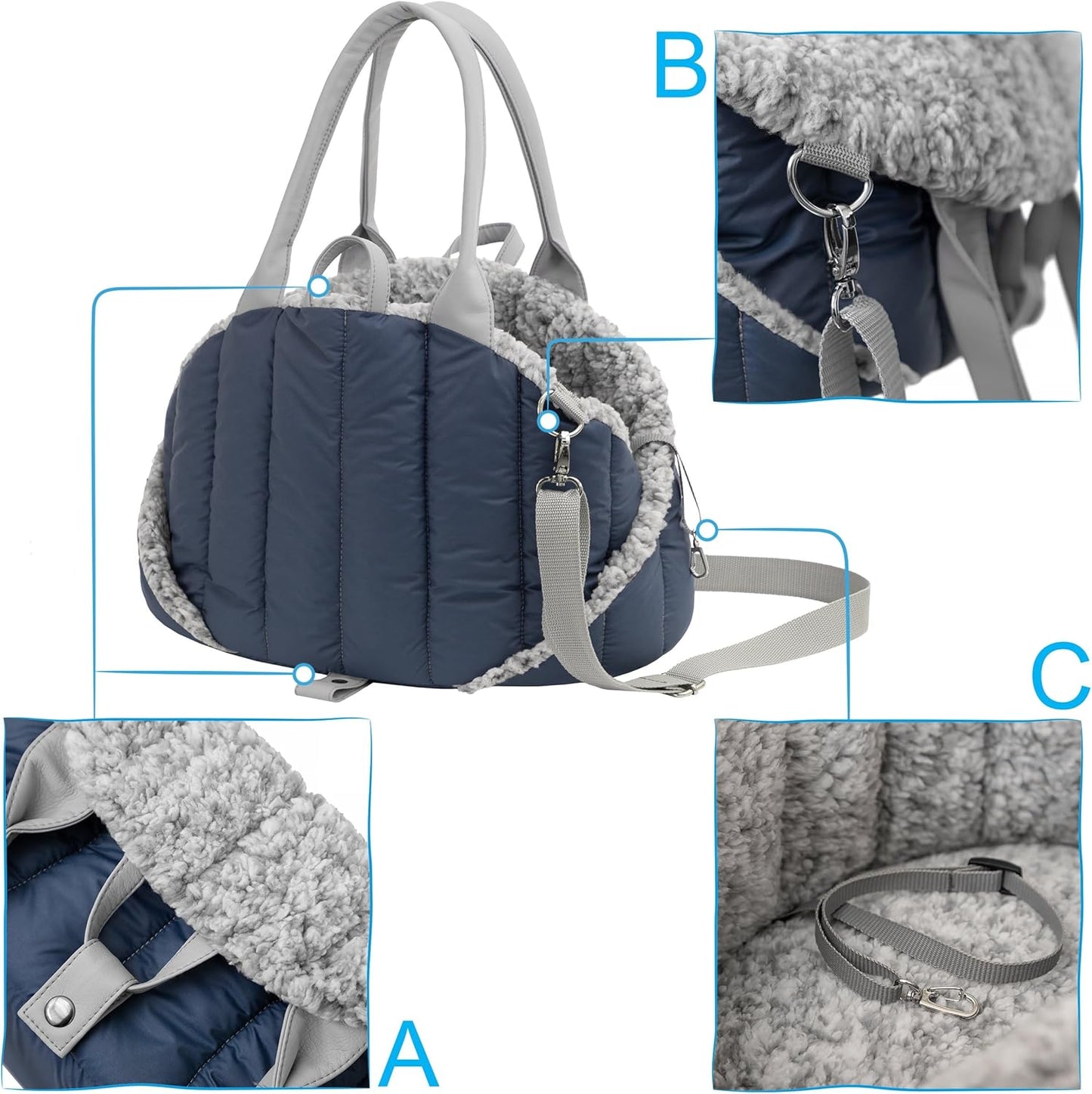 Sea Shell Hundetasche, Grösse 2: 47x29x32 cm Marineblau
