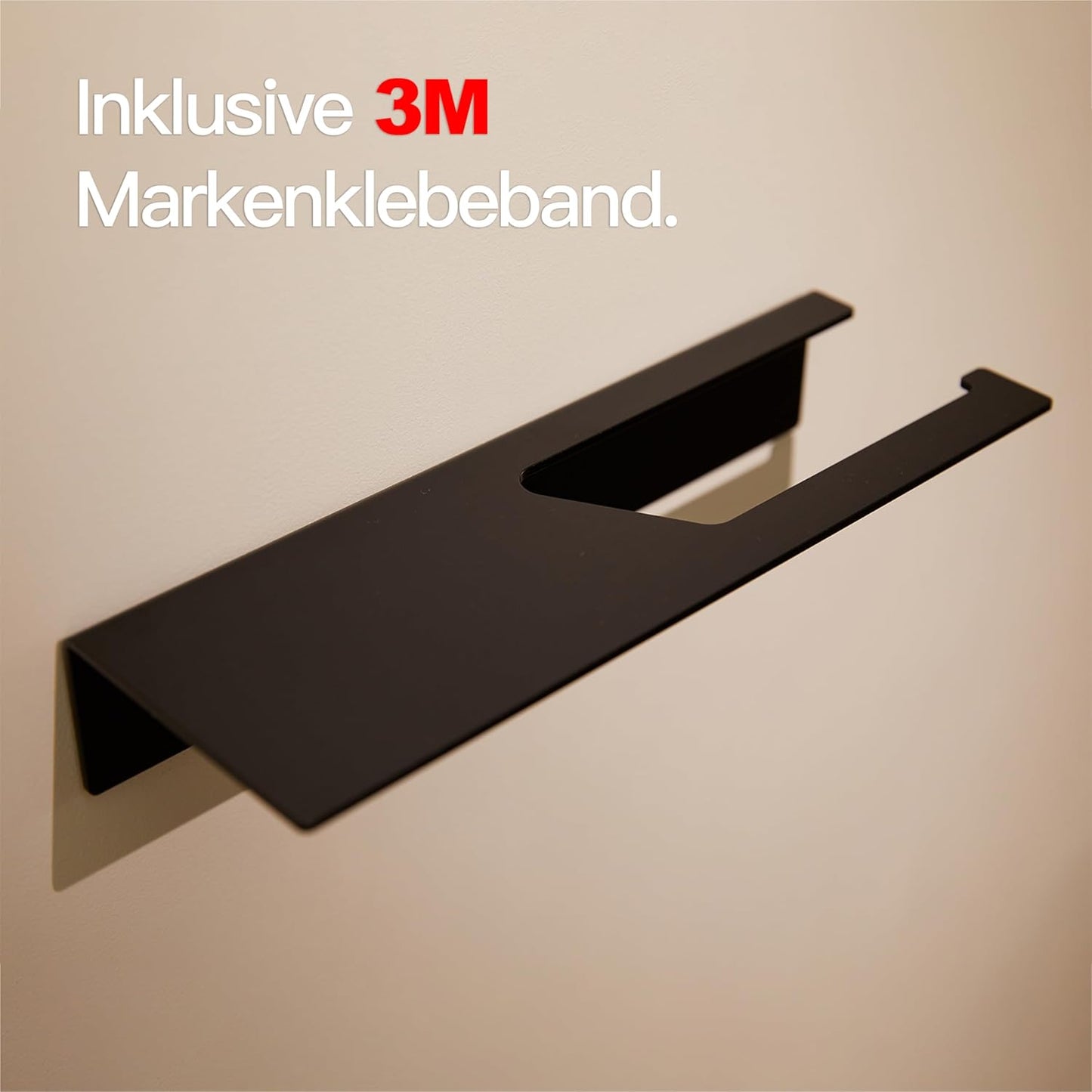 Toilettenpapierhalter zum Kleben mit Ablage, Mit Ablage Matt Schwarz