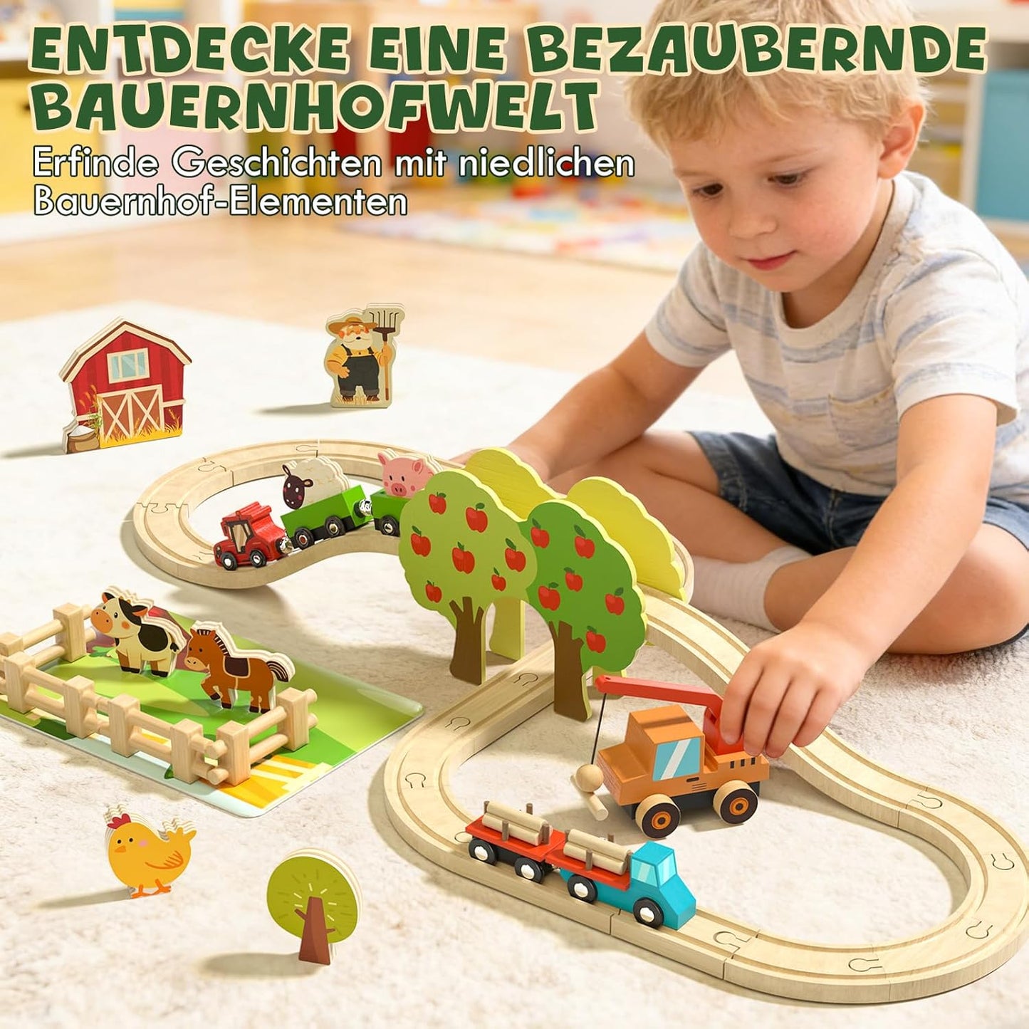 Holzeisenbahn Bauernhof-Spielset, Nutztiere