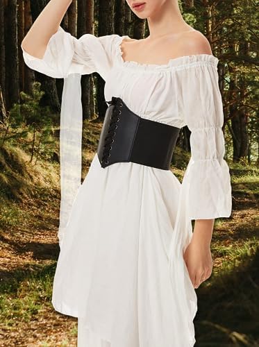Renaissance-Kleid mit Korsett, Weiss 3XL