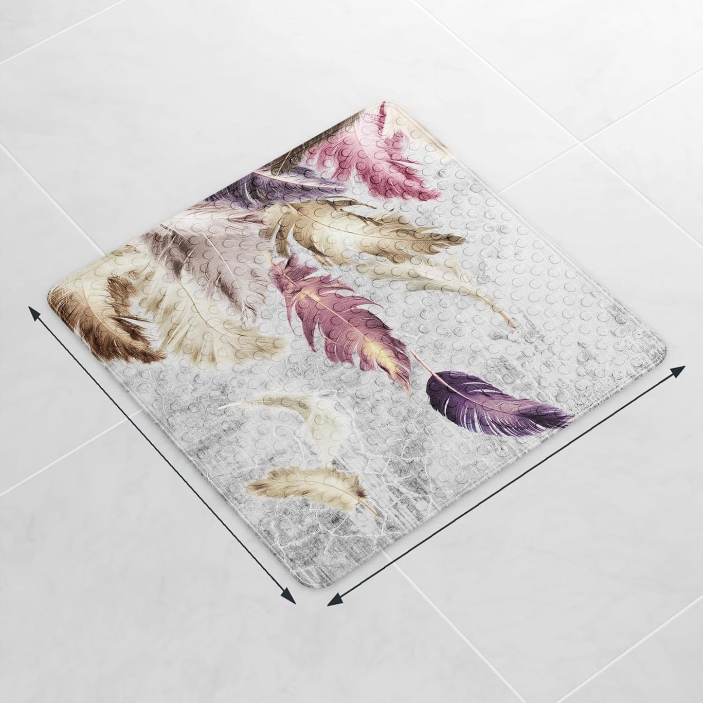 Rutschfeste Badematte für Dusche & Badewanne (53x53 cm), Federn