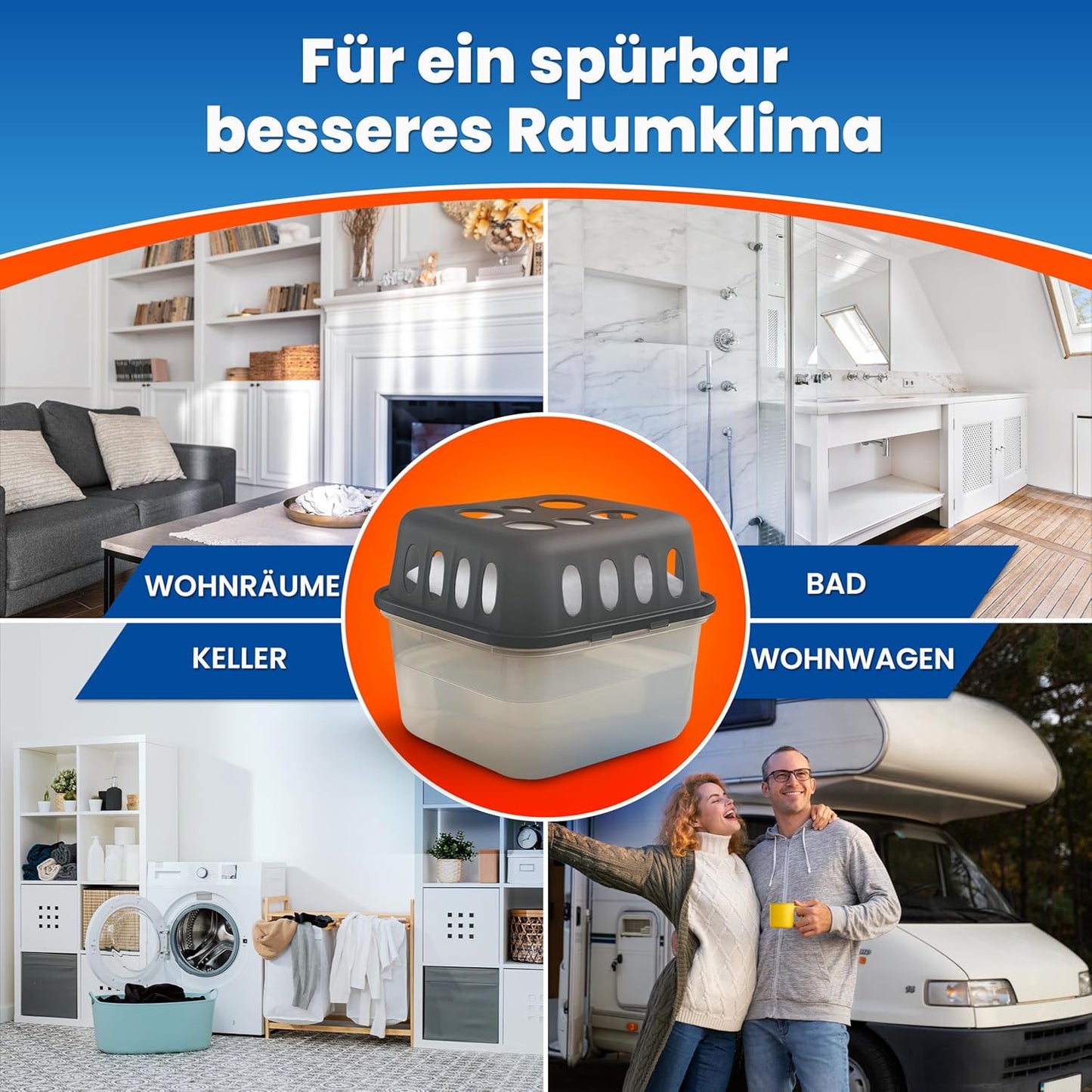 4-teiliges Luftentfeuchter Set inkl. 8 Nachfüllpacks, 4 X Titanium Gray