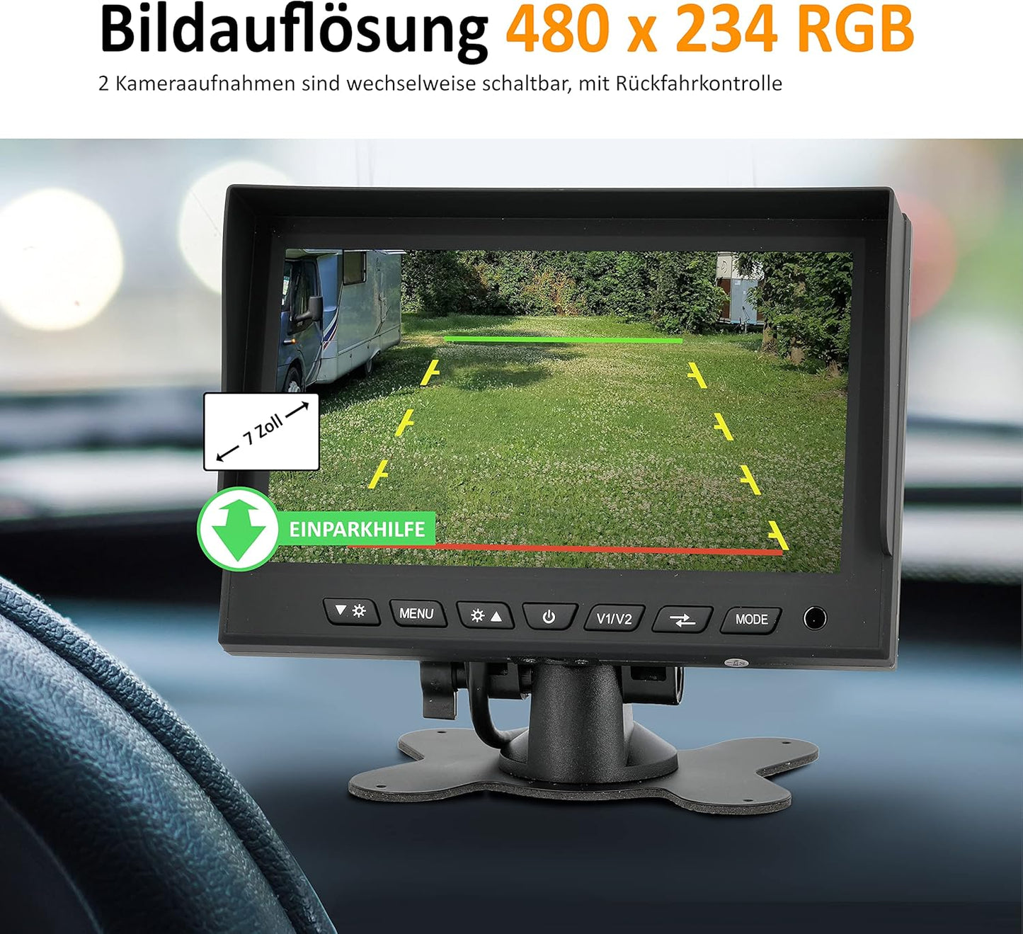 Rückfahrmonitor mit Distanzlinien, 7“ EXCELLENT