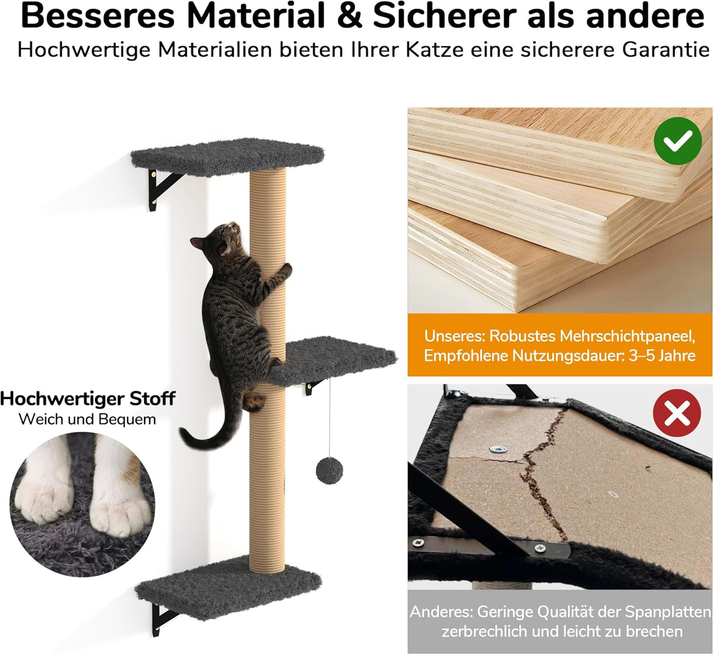 Kletterwand Katzen Set, Grau