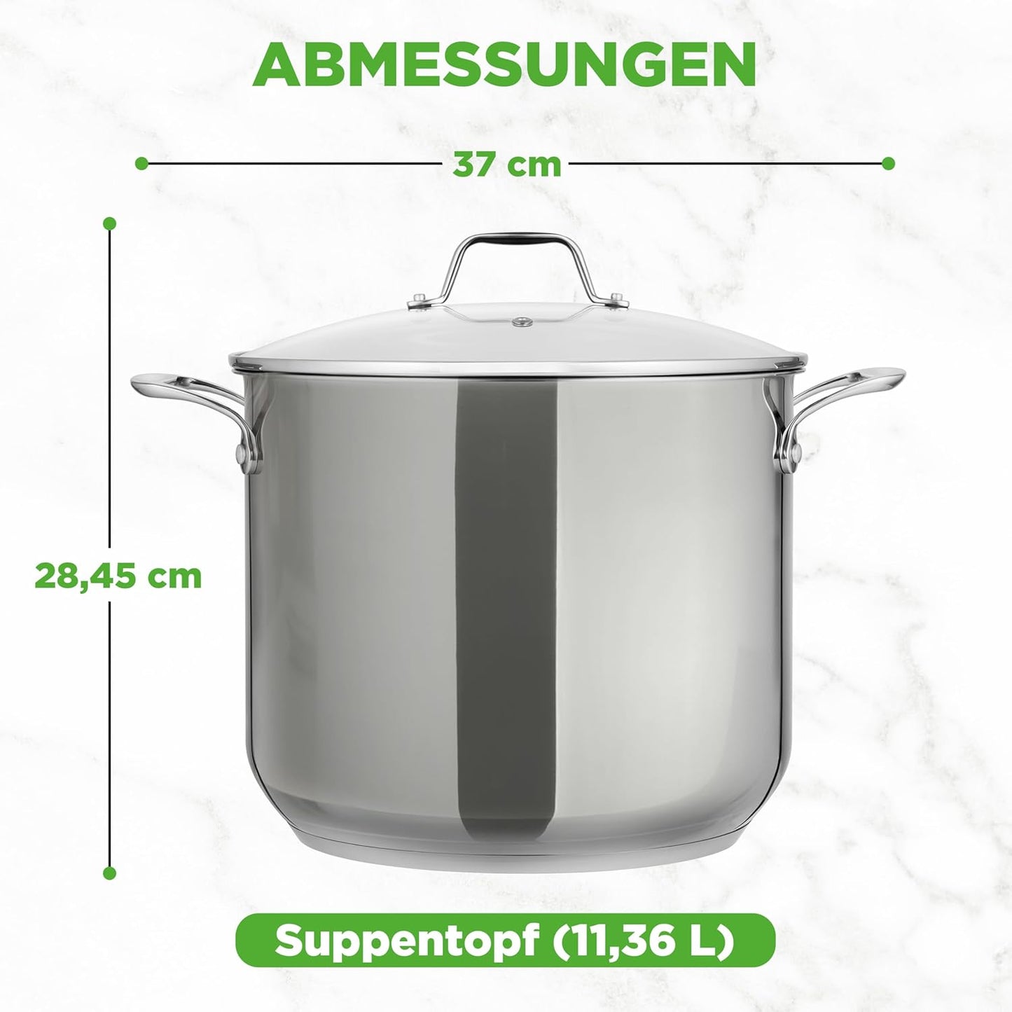Grosser Suppentopf 11,5L Edelstahl Induktion, 11 Liter