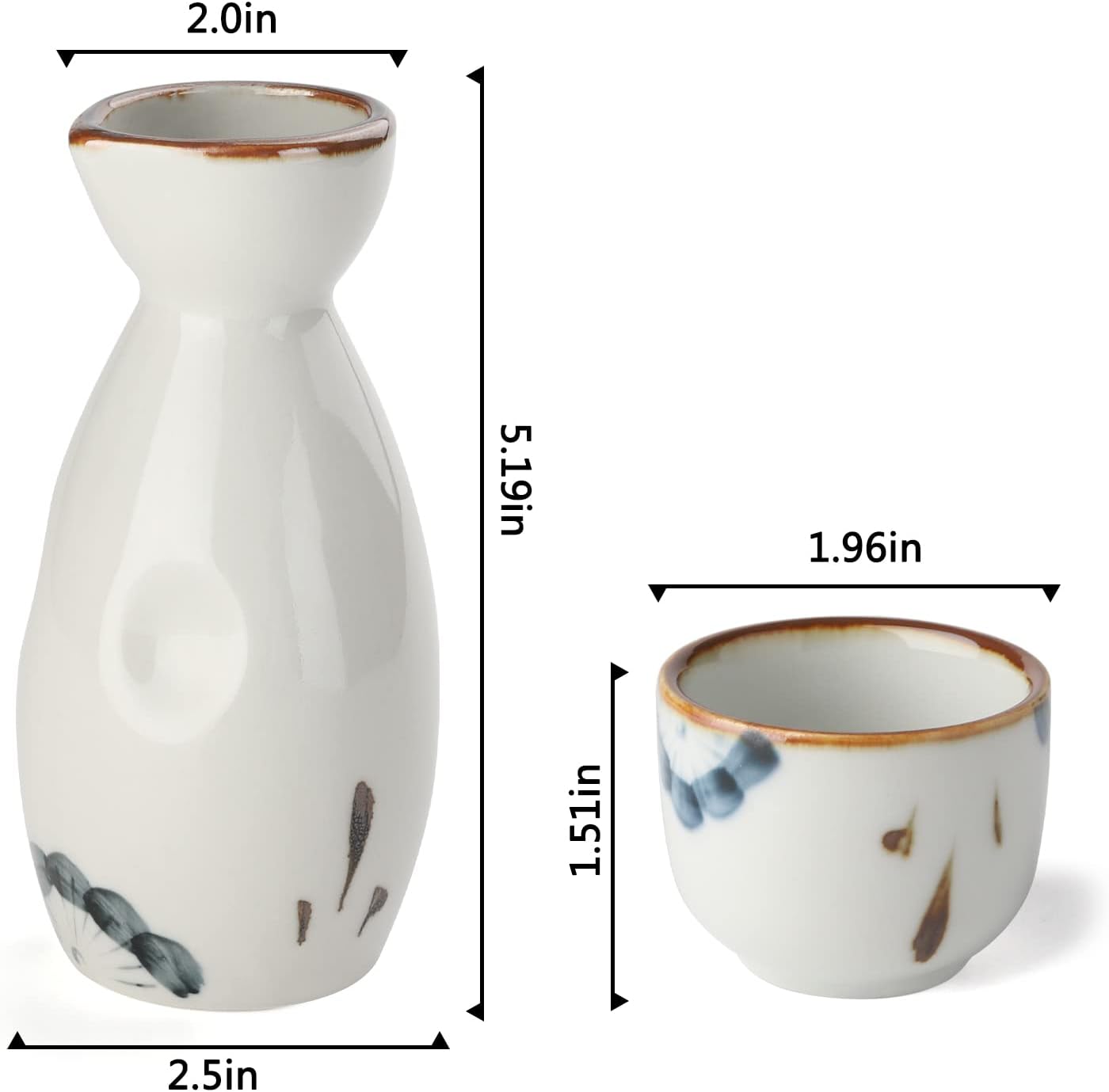 7-teiliges Sake-Set, Weiss