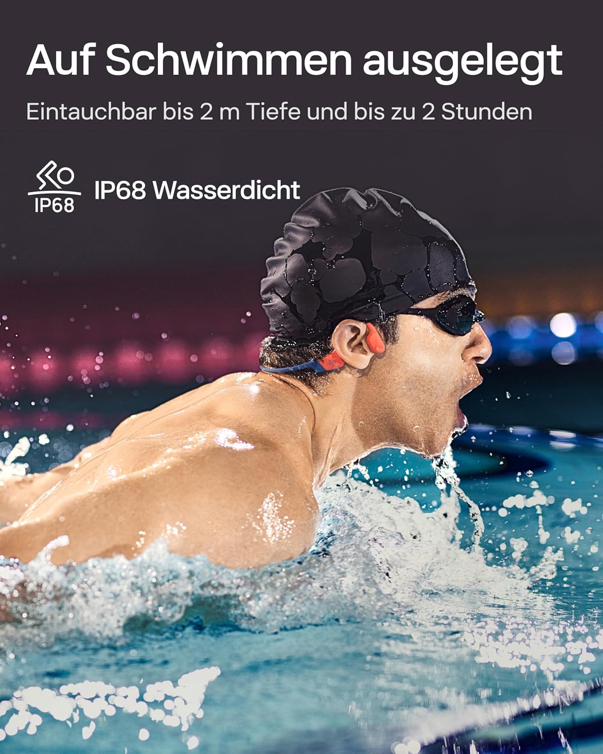 OpenSwim Pro Knochenschall-Kopfhörer, Kabelloses Laden Rot