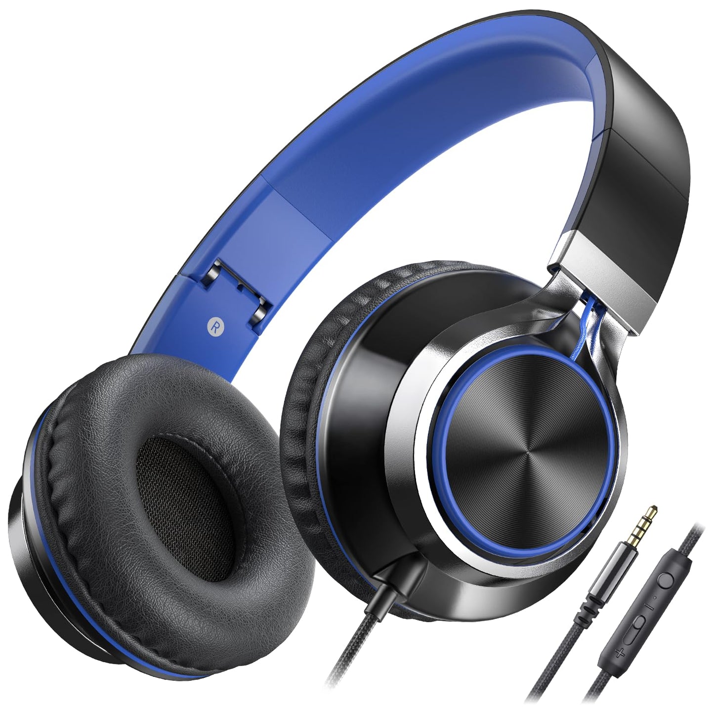 C8 Faltbare On-Ear Kopfhörer, Schwarz Blau