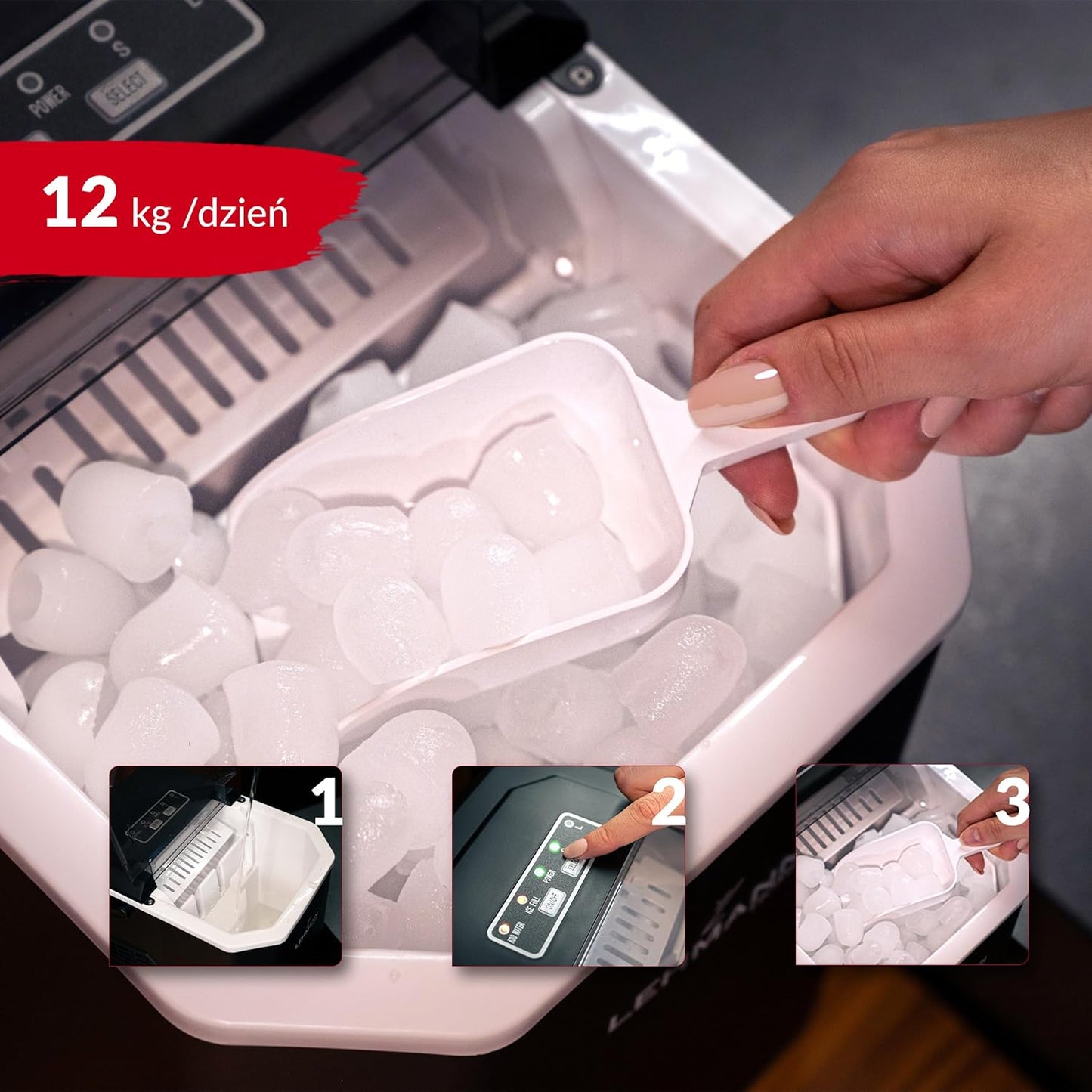 Eiswürfelmaschine mit 2 Grössen, 1,3 L