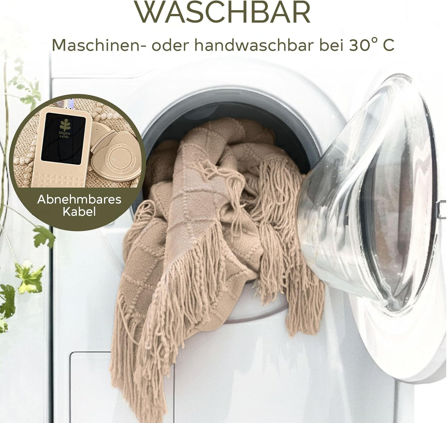 Heizdecke mit Timer & 9 Heizstufen, Taupe Dawn