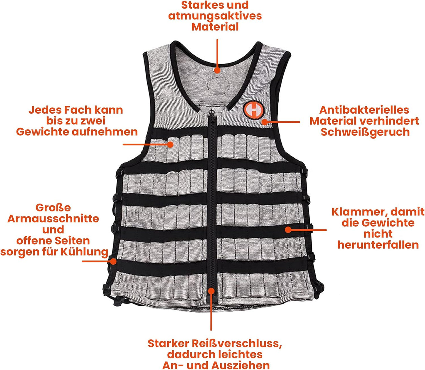 Hyper Vest Pro Gewichtsweste, Small 10 lbs Schwarz / silberfarben